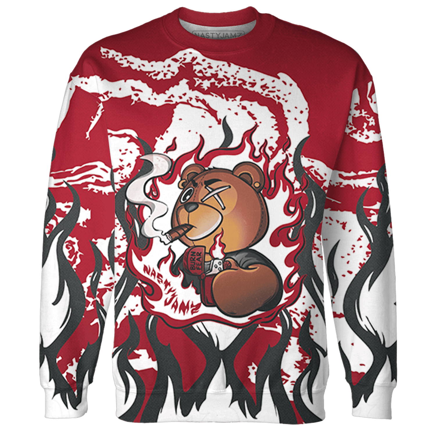 Cherry 12s Sweatshirt Match BER Burn Fear 3D All-Over Print - NastyJamz