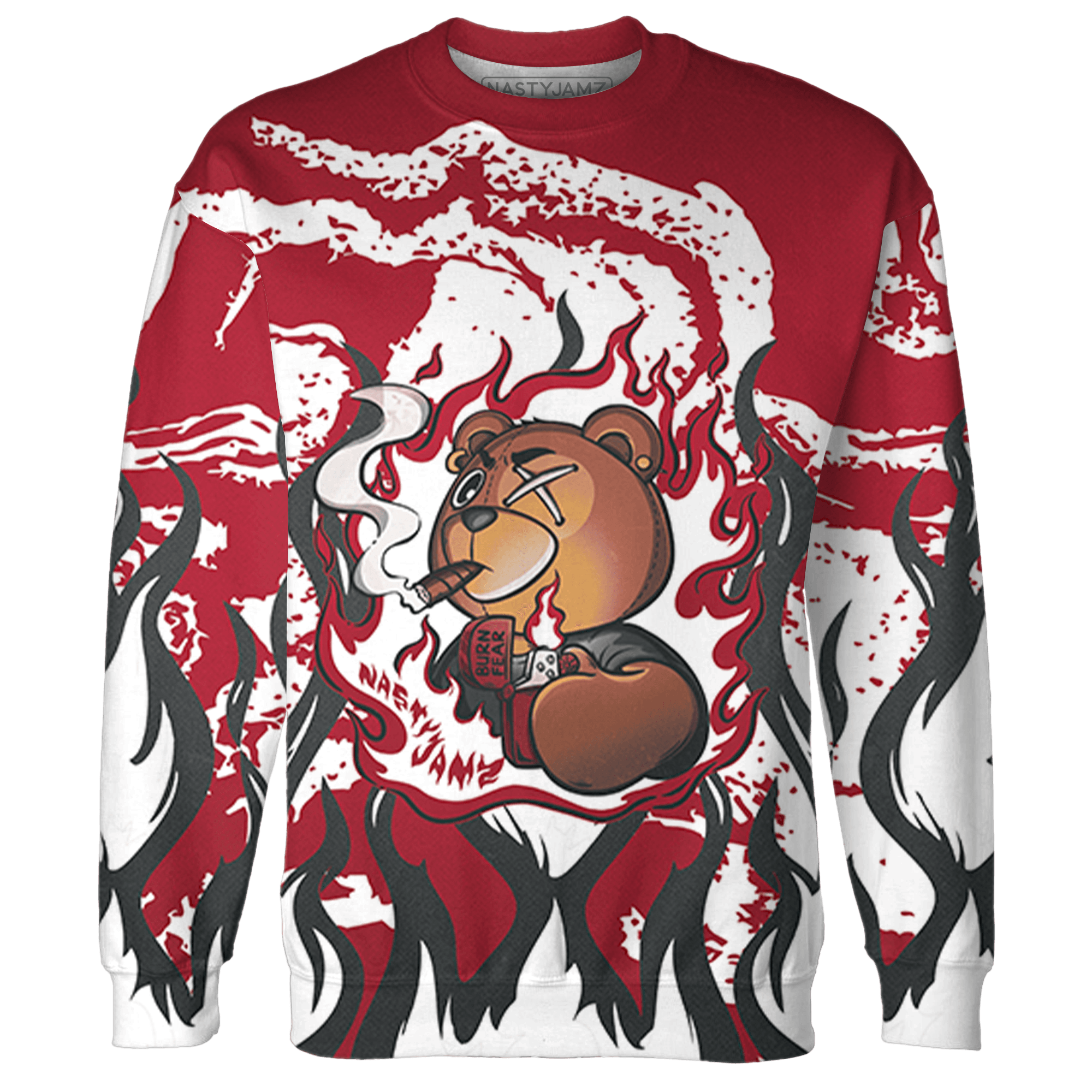 Cherry 12s Sweatshirt Match BER Burn Fear 3D All-Over Print - NastyJamz