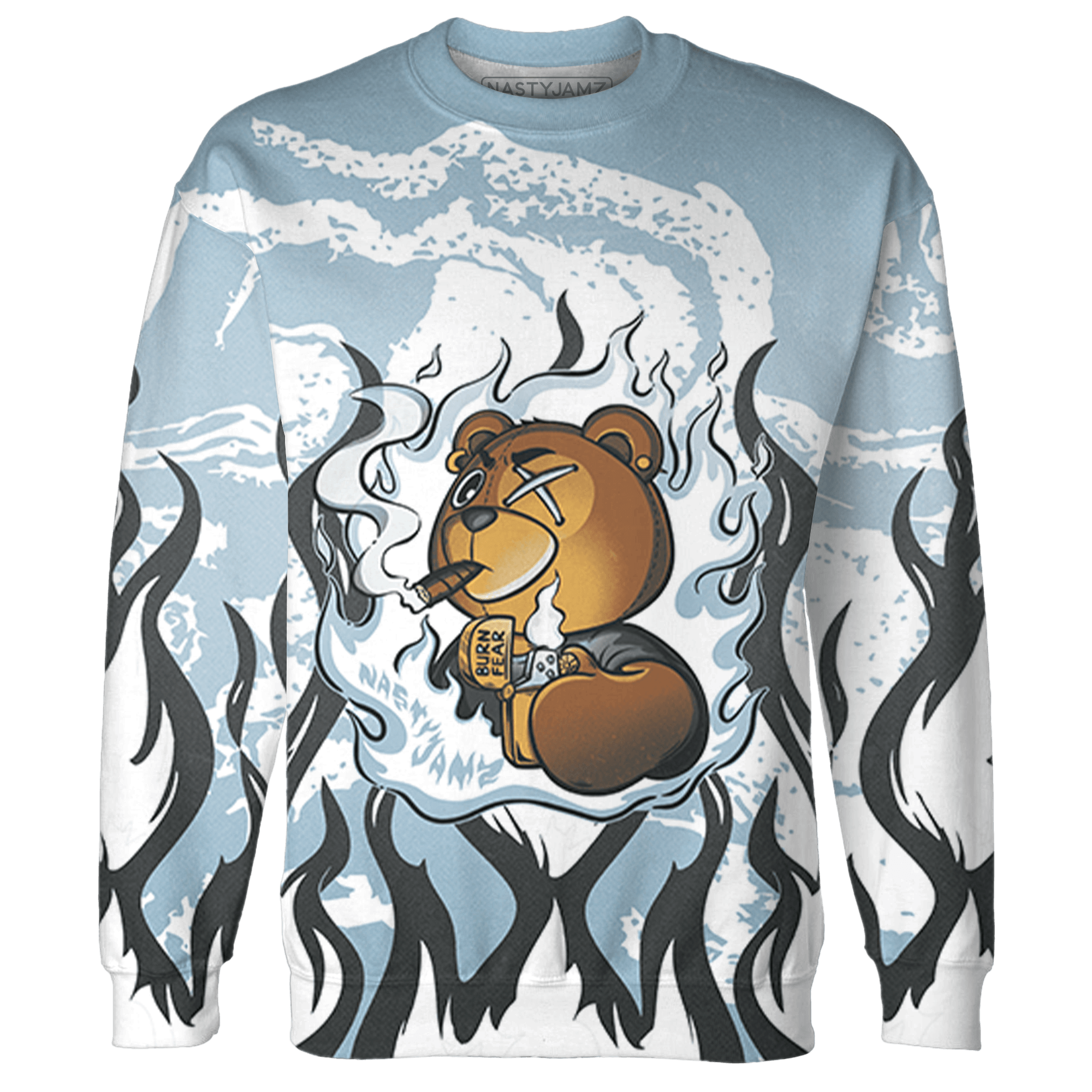 Blue Grey 13s Sweatshirt Match BER Burn Fear 3D All-Over Print - NastyJamz