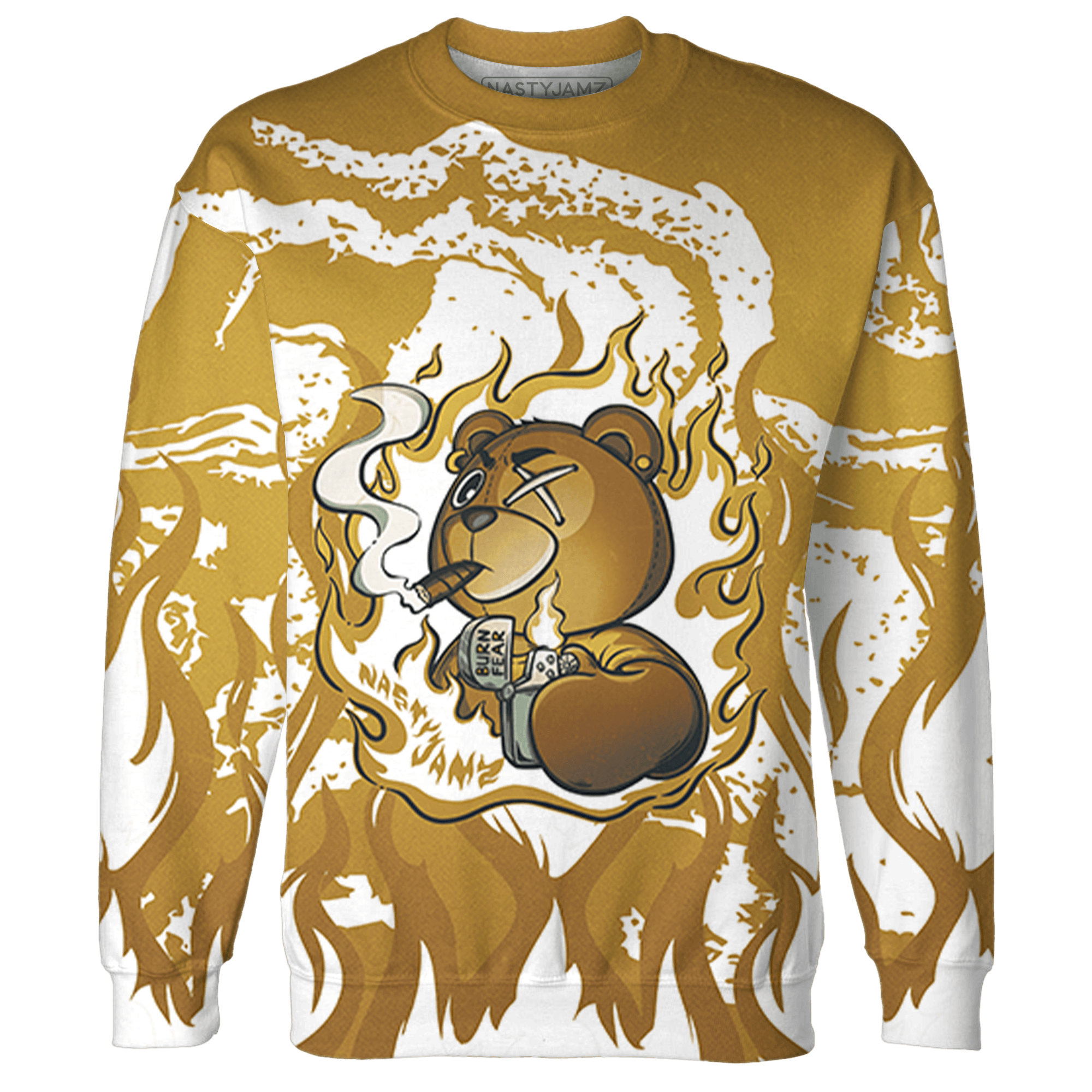 Wheat 13s Sweatshirt Match BER Burn Fear 3D All-Over Print - NastyJamz