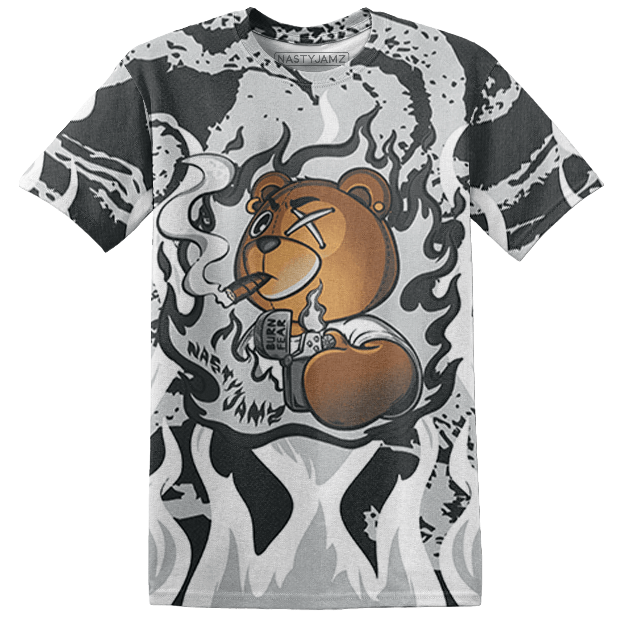 Retro High OG Black White 1s T Shirt Match BER Burn Fear 3D All-Over Print - NastyJamz