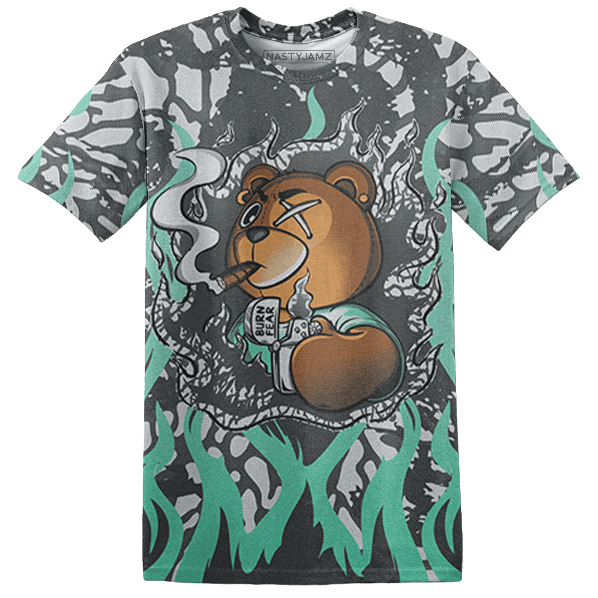 Green Glow 3s T Shirt Match BER Burn Fear 3D All-Over Print - NastyJamz