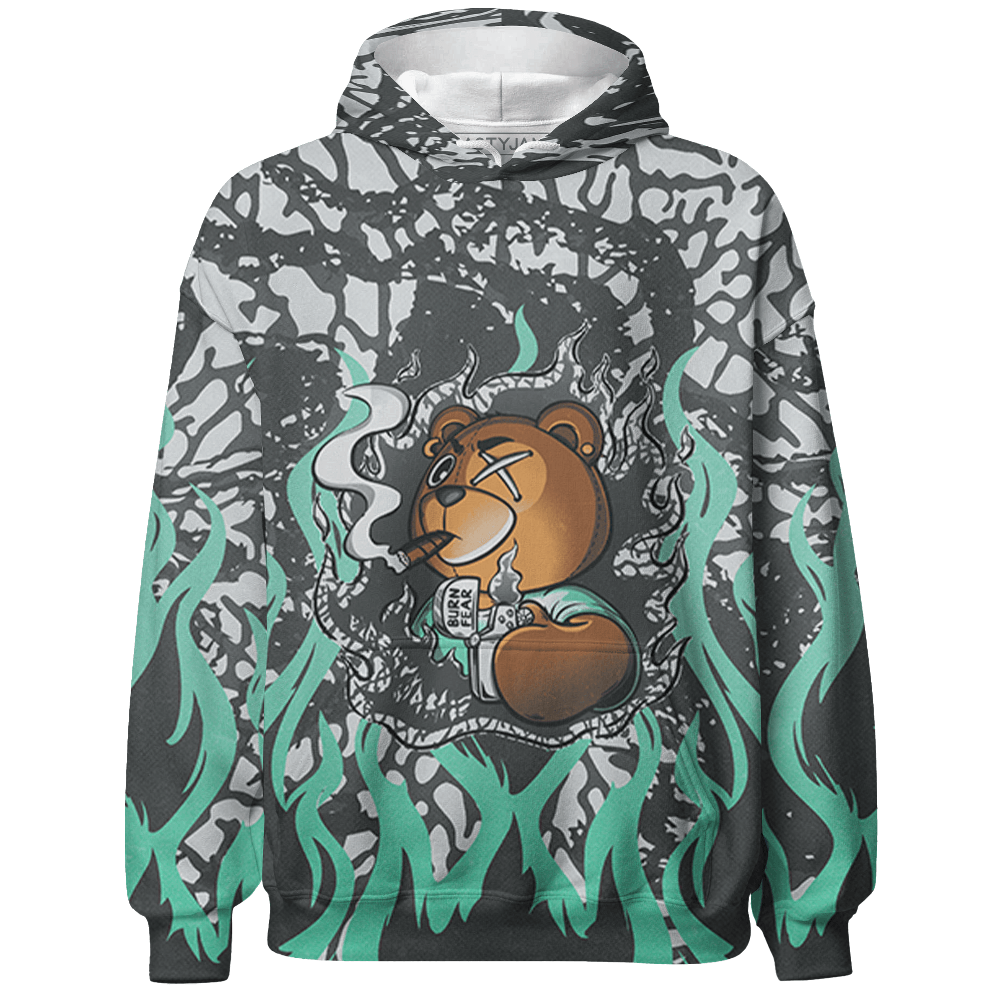 Green Glow 3s Hoodie Match BER Burn Fear 3D All-Over Print - NastyJamz