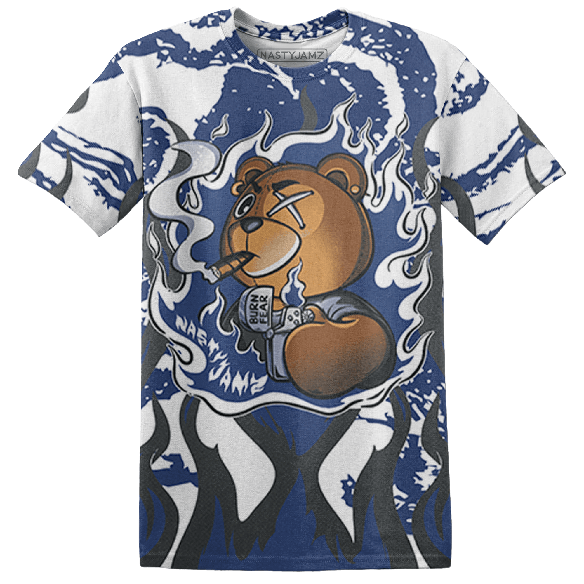 Midnight Navy 5s T Shirt Match BER Burn Fear 3D All-Over Print - NastyJamz