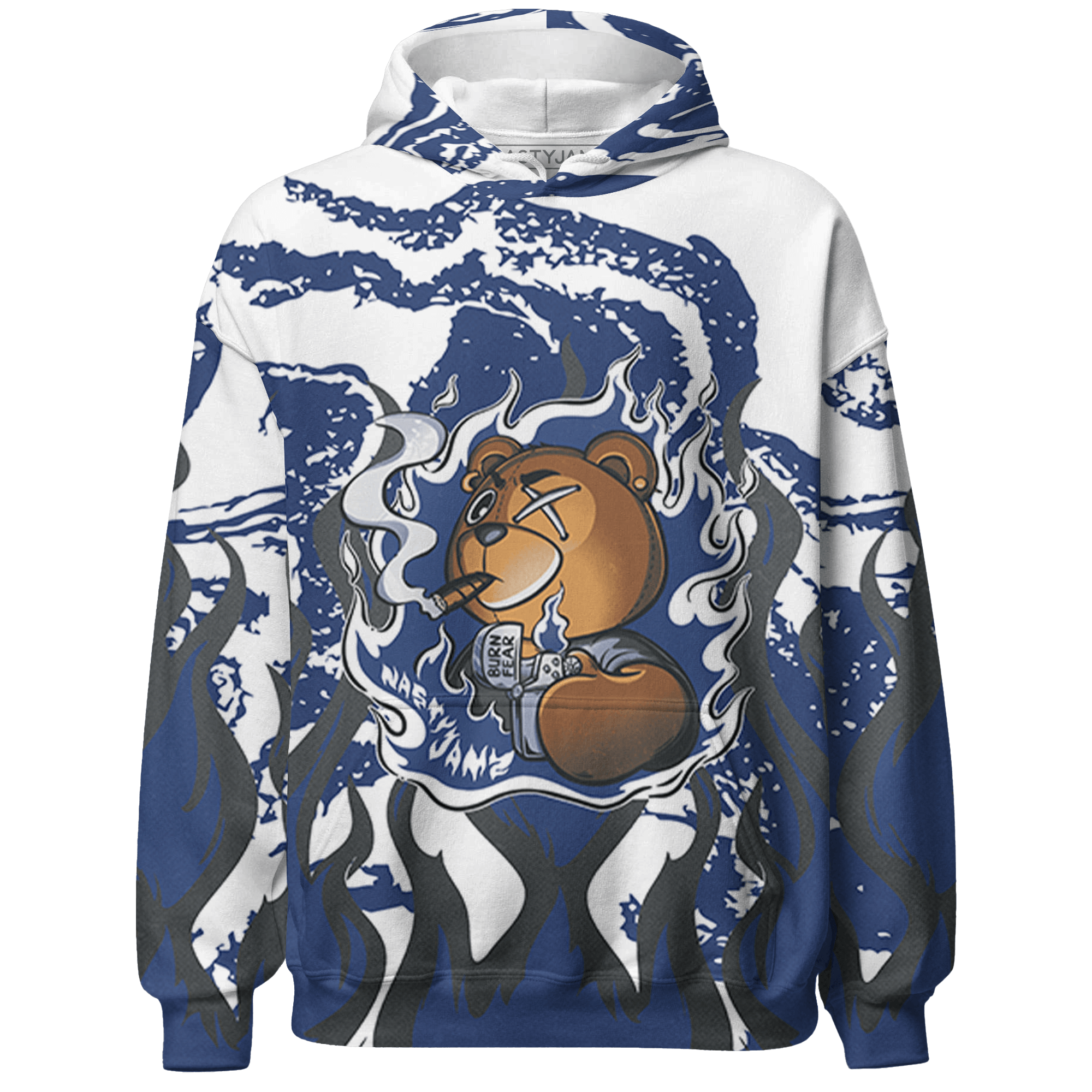 Midnight Navy 5s Hoodie Match BER Burn Fear 3D All-Over Print - NastyJamz