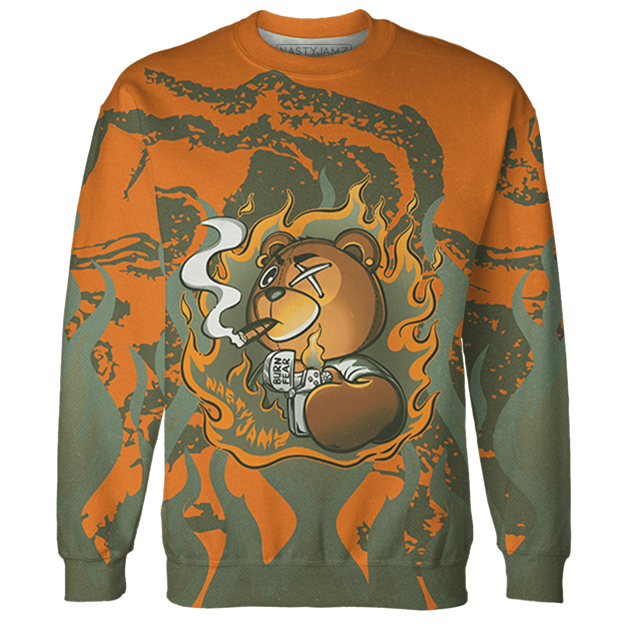 Olive 5s Sweatshirt Match BER Burn Fear 3D All-Over Print - NastyJamz