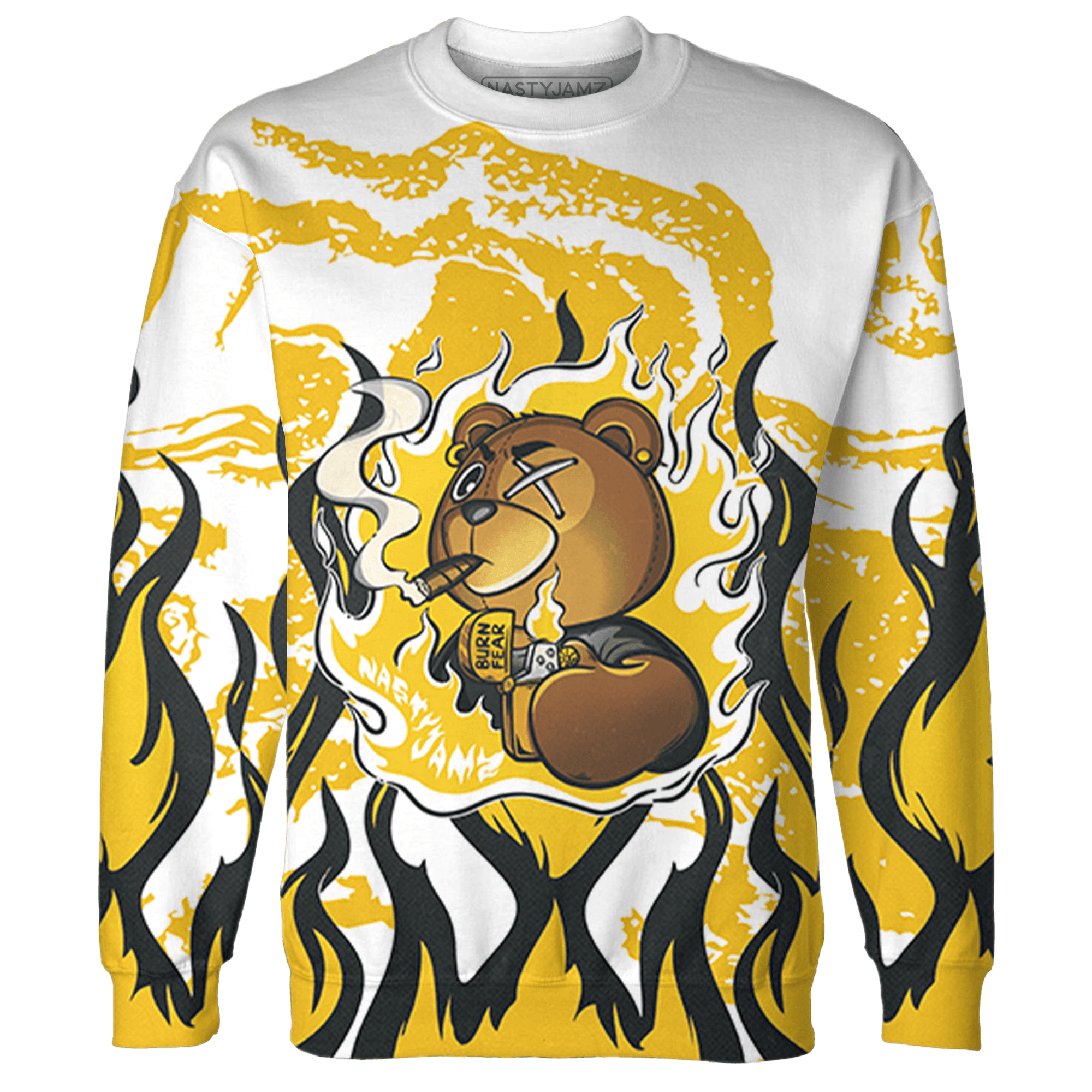 Yellow Ochre 6s Sweatshirt Match BER Burn Fear 3D All-Over Print - NastyJamz