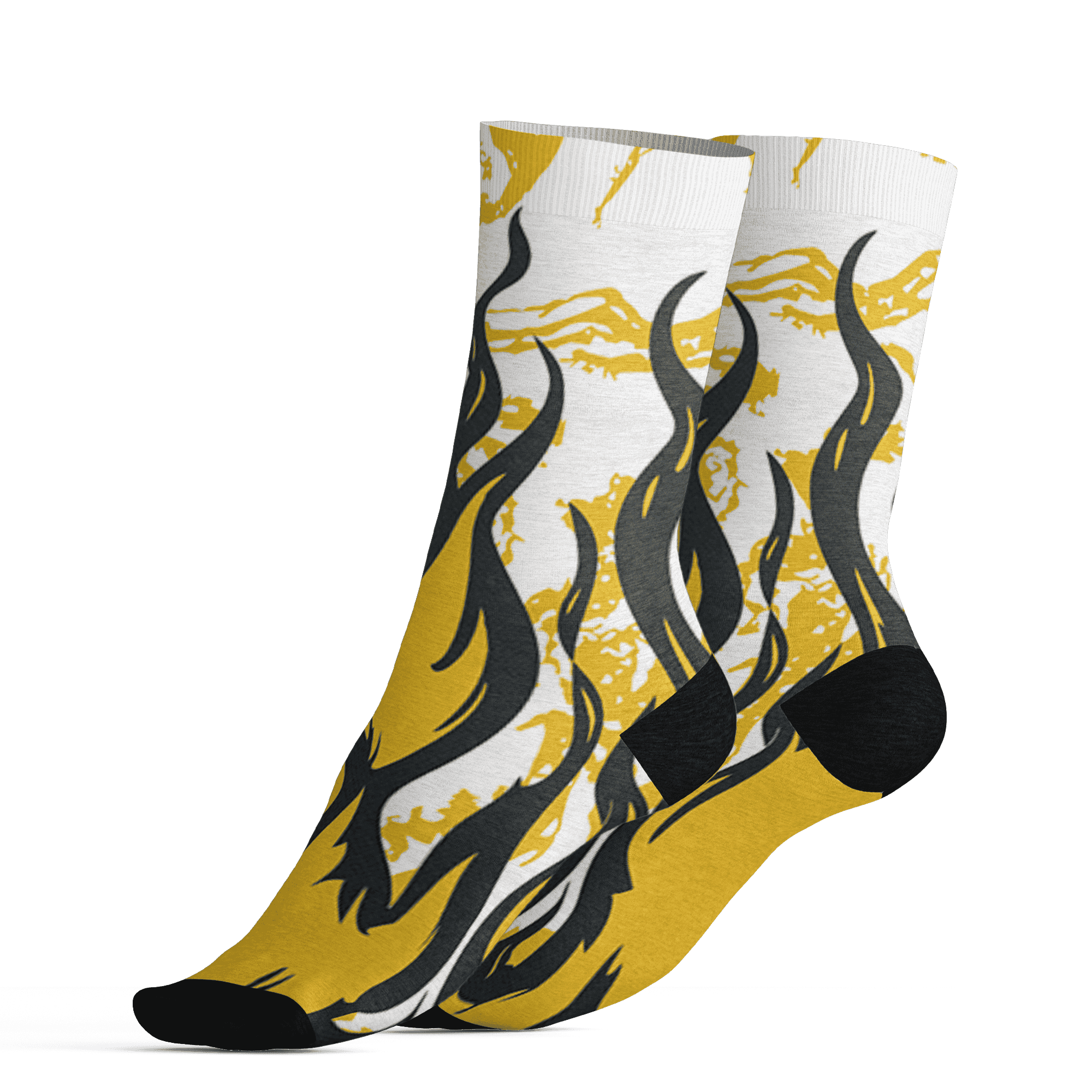 Yellow Ochre 6s Socks Match BER Burn Fear 3D All-Over Print - NastyJamz
