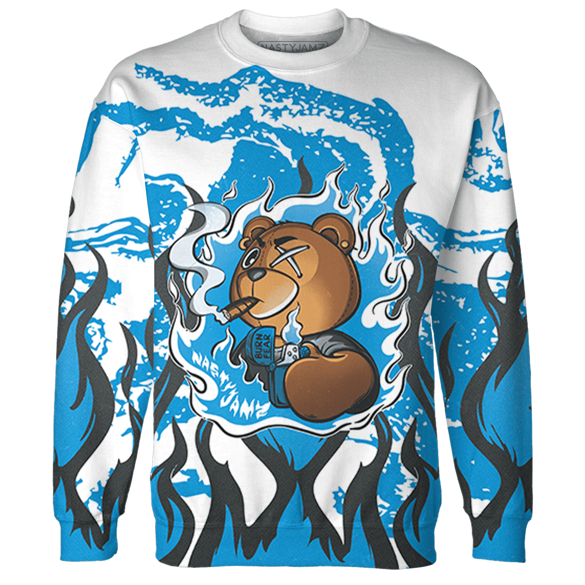 Powder Blue 9s Sweatshirt Match BER Burn Fear 3D All-Over Print - NastyJamz