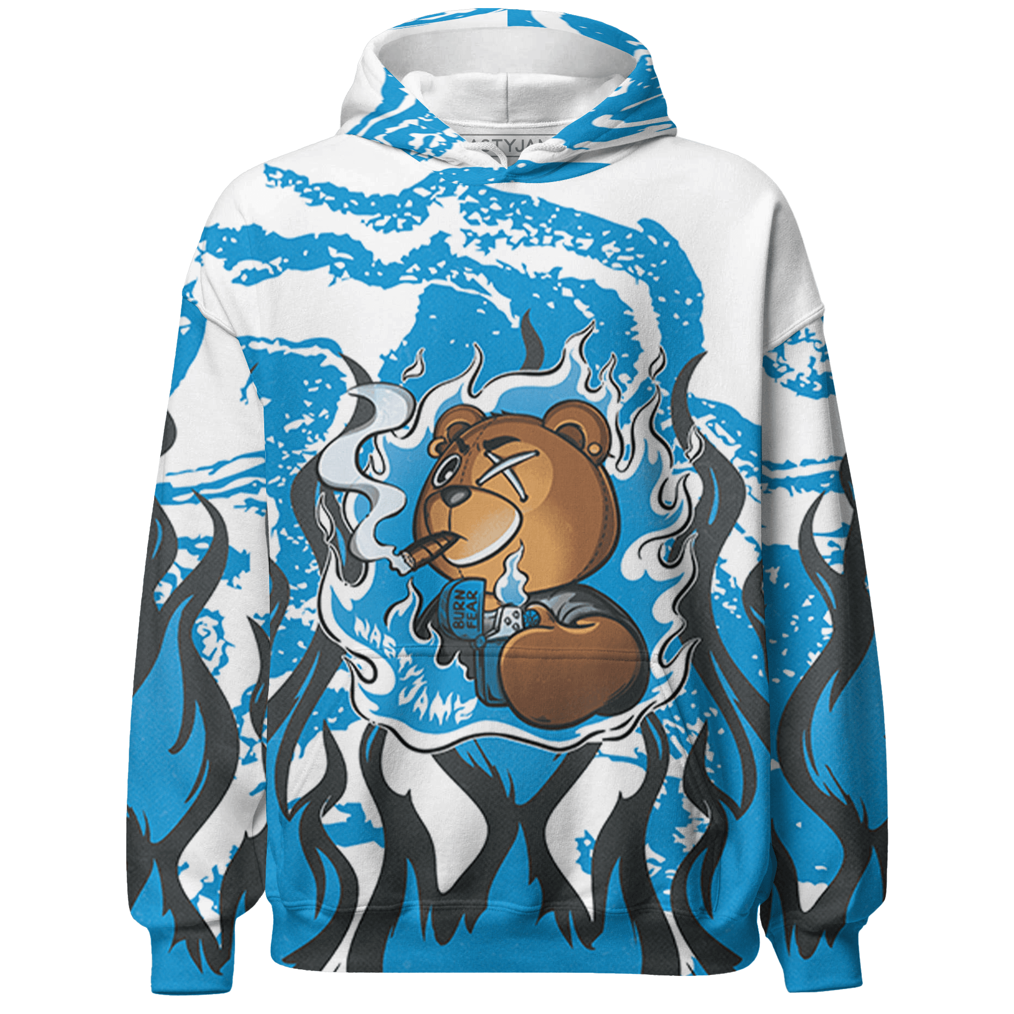 Powder Blue 9s Hoodie Match BER Burn Fear 3D All-Over Print - NastyJamz