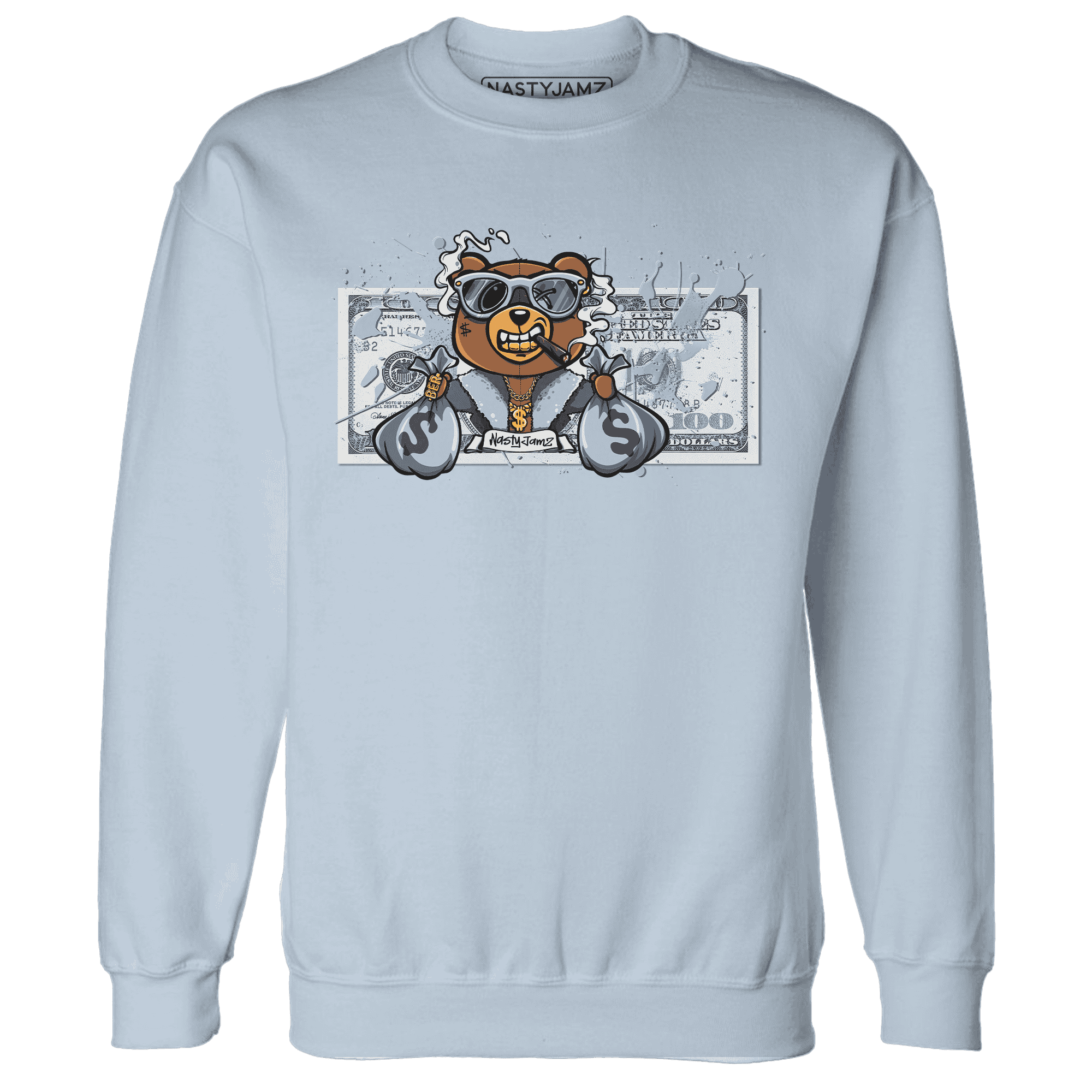 Mid Diffused Blue Grey 1s Sweatshirt Match BER Dollar - NastyJamz
