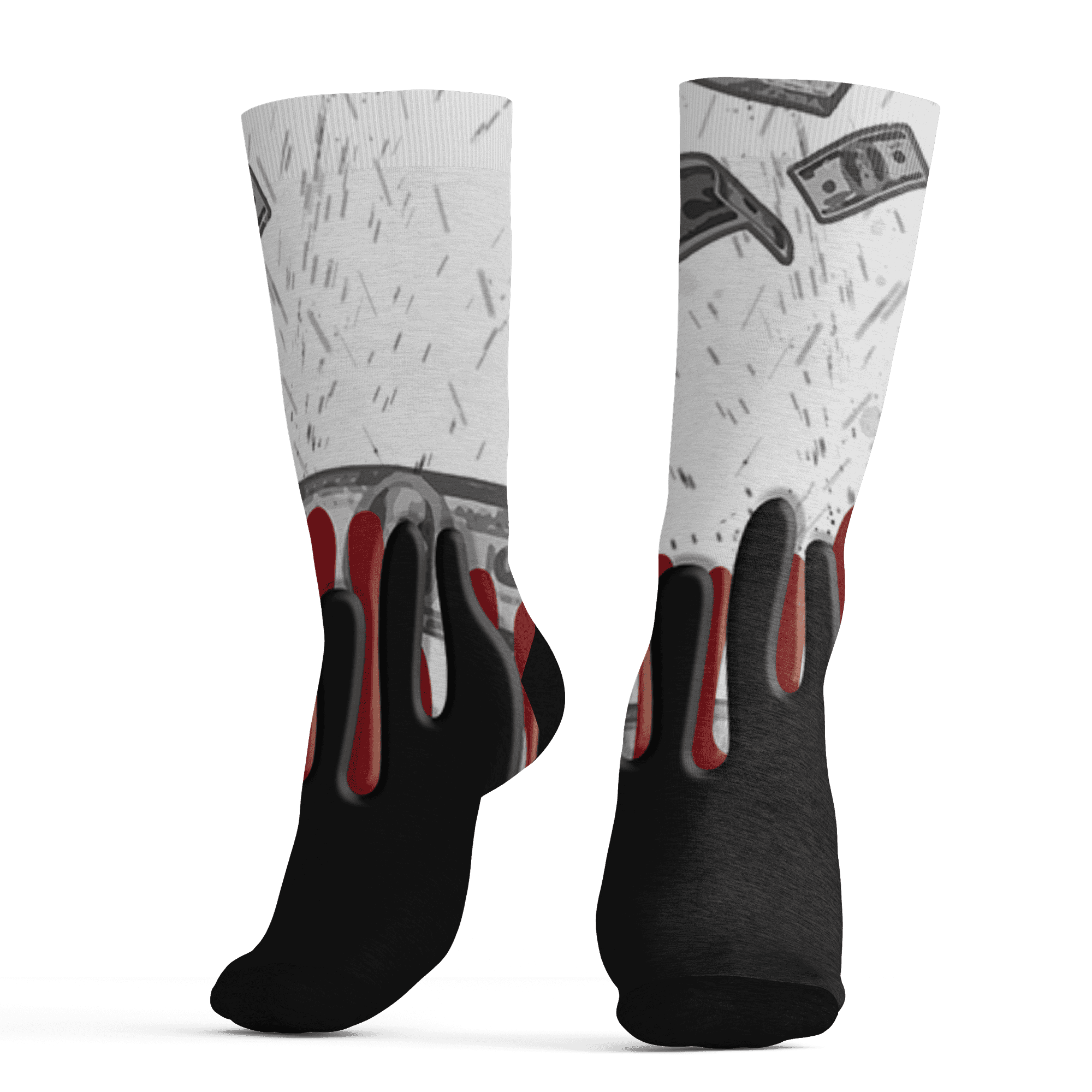Retro Red Taxi 12s Socks Match BER Dollar 3D All-Over Print - NastyJamz