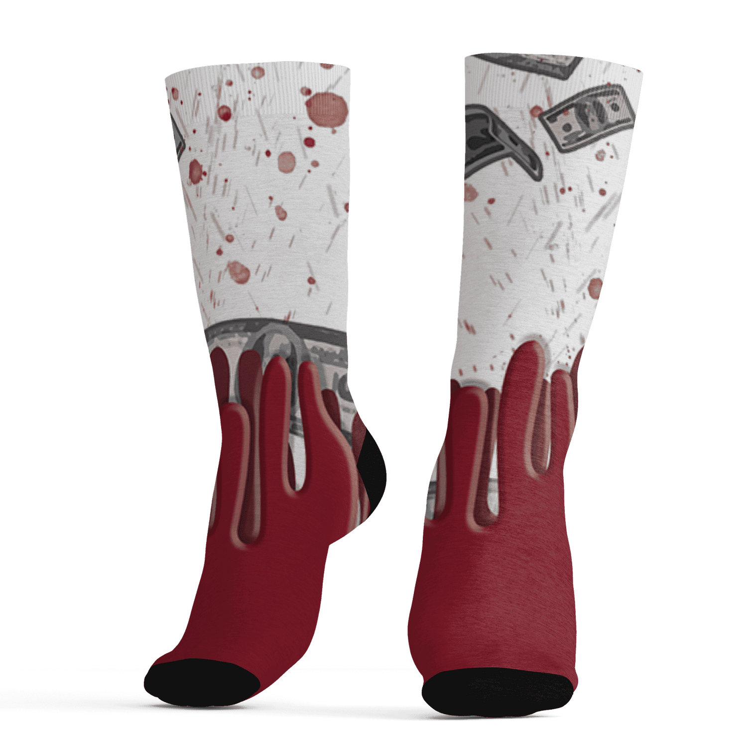 High 85 Metallic Burgundy 1s Socks Match BER Dollar 3D All-Over Print - NastyJamz