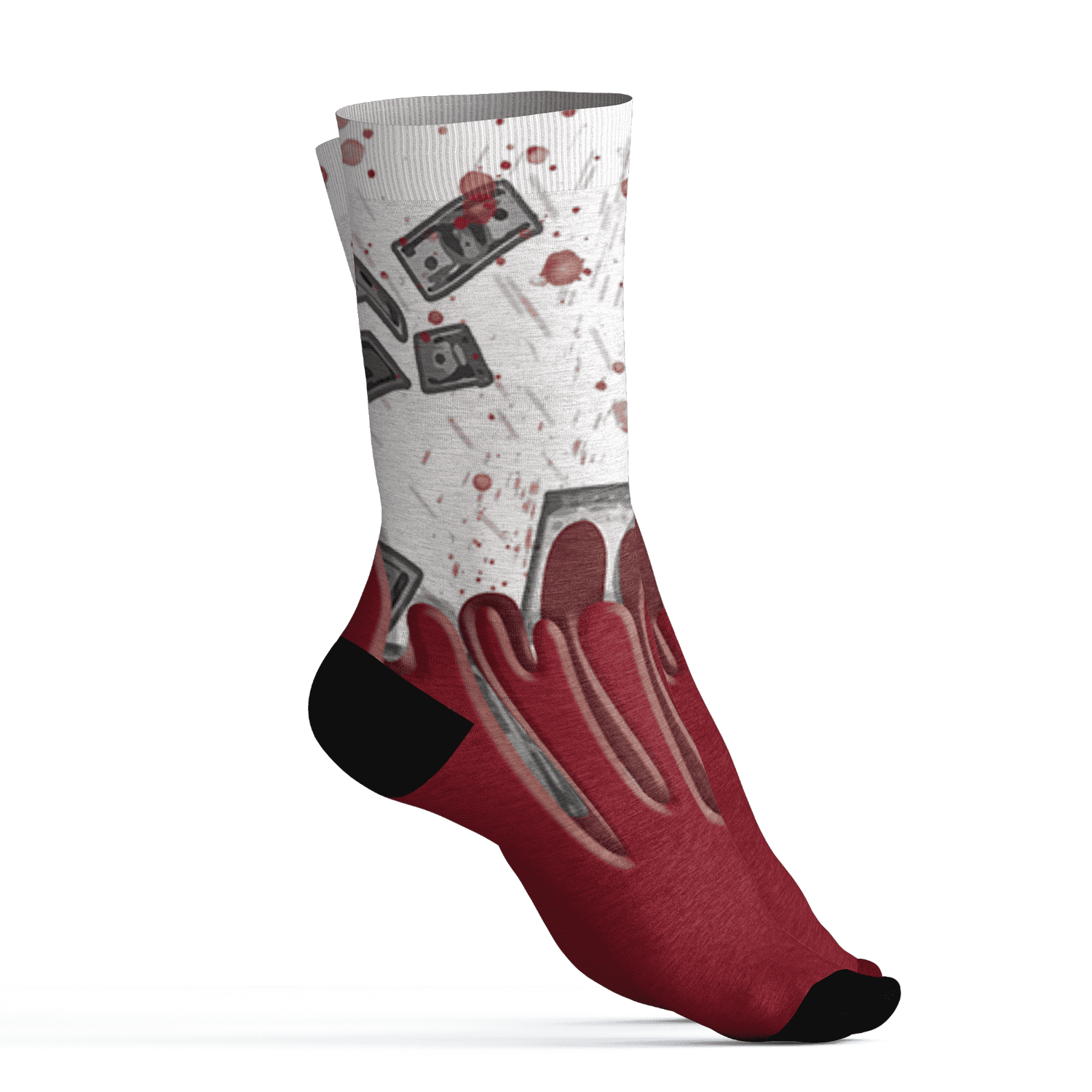 High 85 Metallic Burgundy 1s Socks Match BER Dollar 3D All-Over Print - NastyJamz