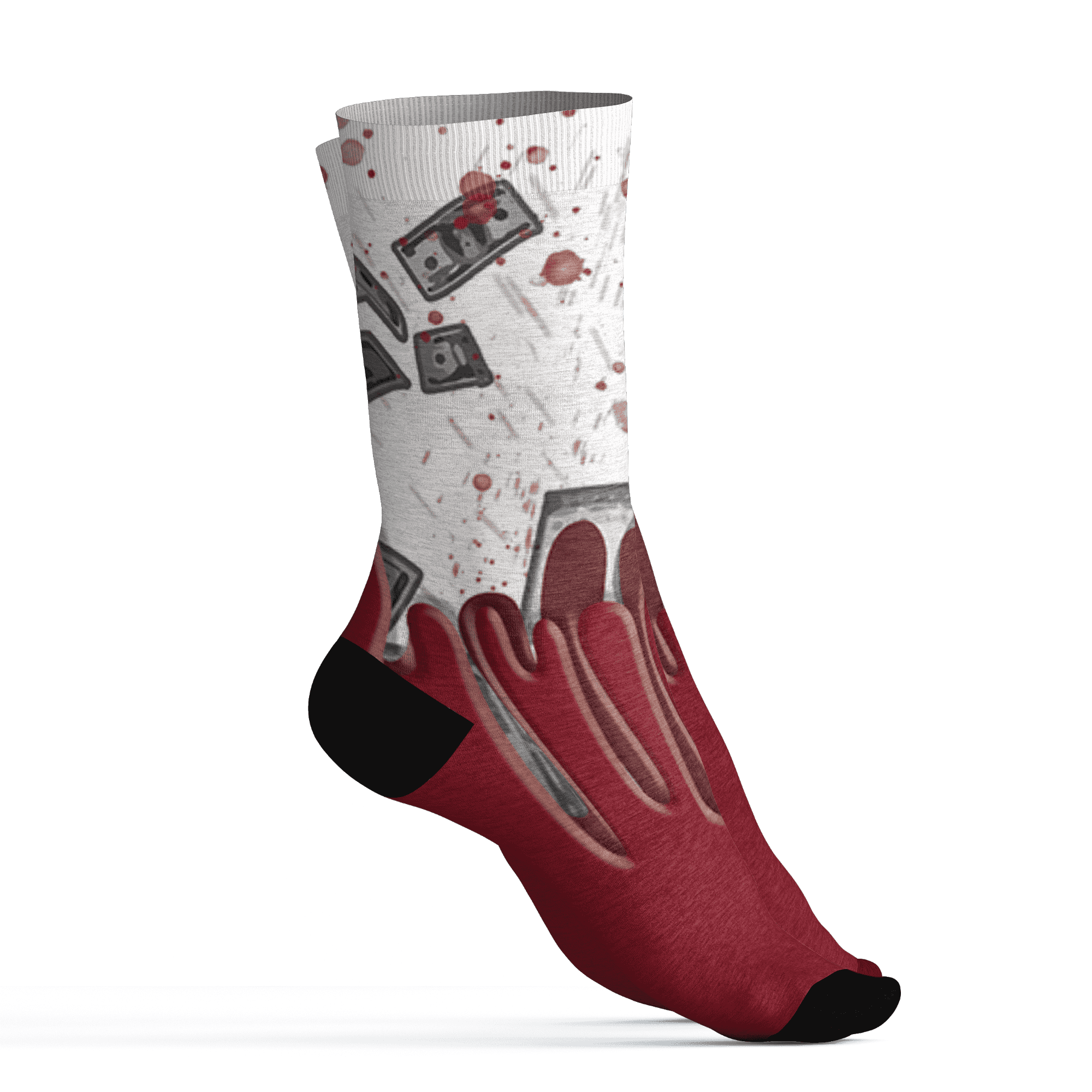 High 85 Metallic Burgundy 1s Socks Match BER Dollar 3D All-Over Print - NastyJamz