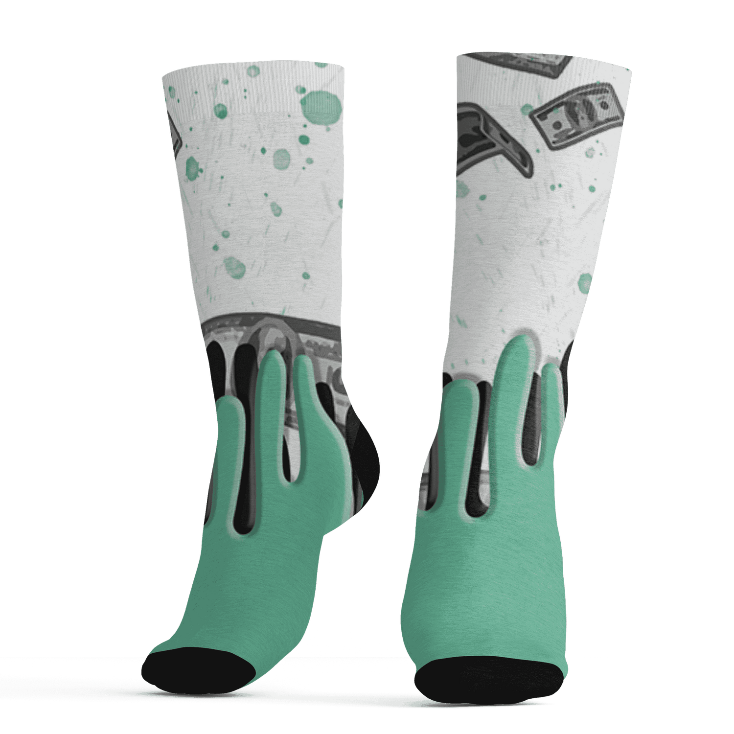 High OG Green Glow 1s Socks Match BER Dollar 3D All-Over Print - NastyJamz