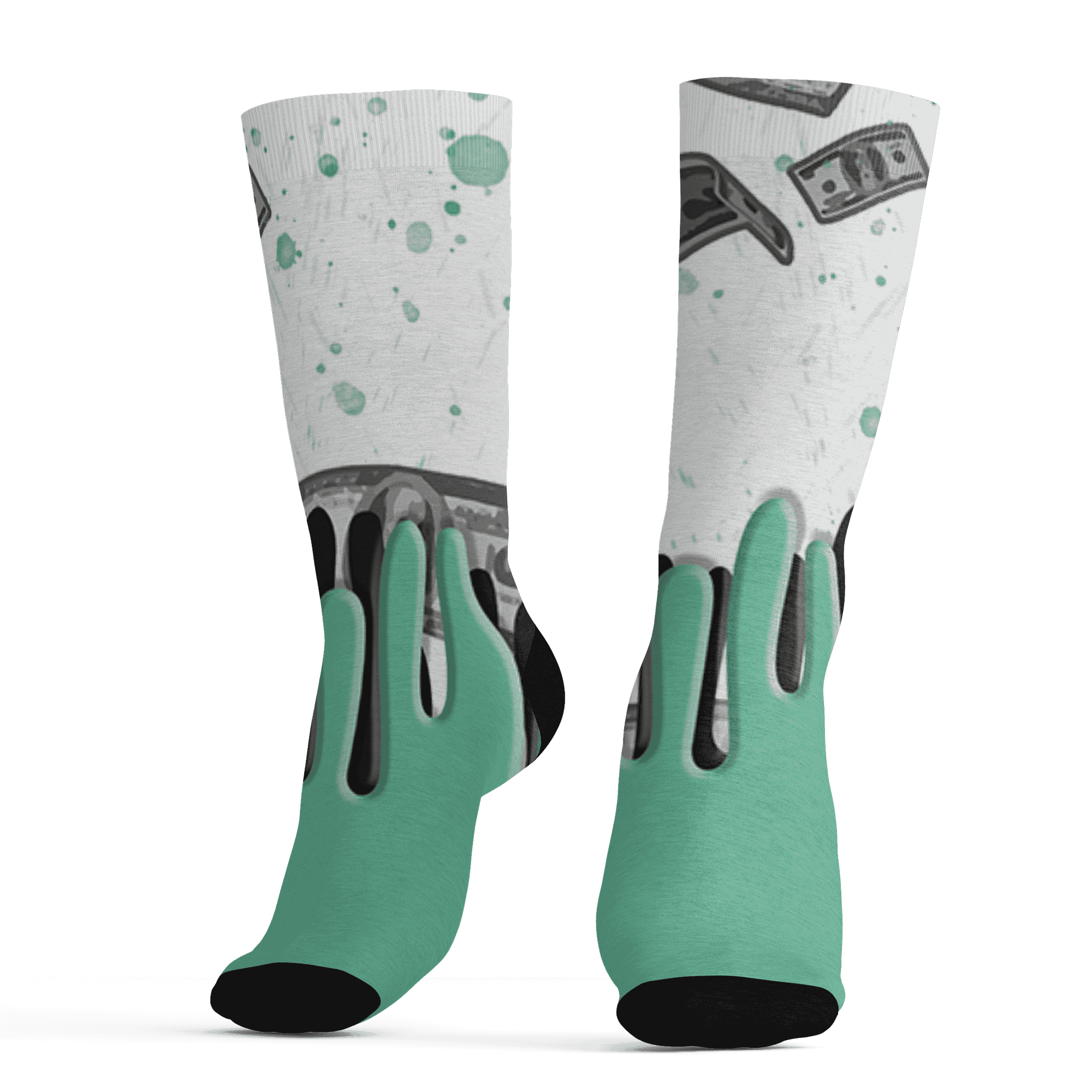 High OG Green Glow 1s Socks Match BER Dollar 3D All-Over Print - NastyJamz