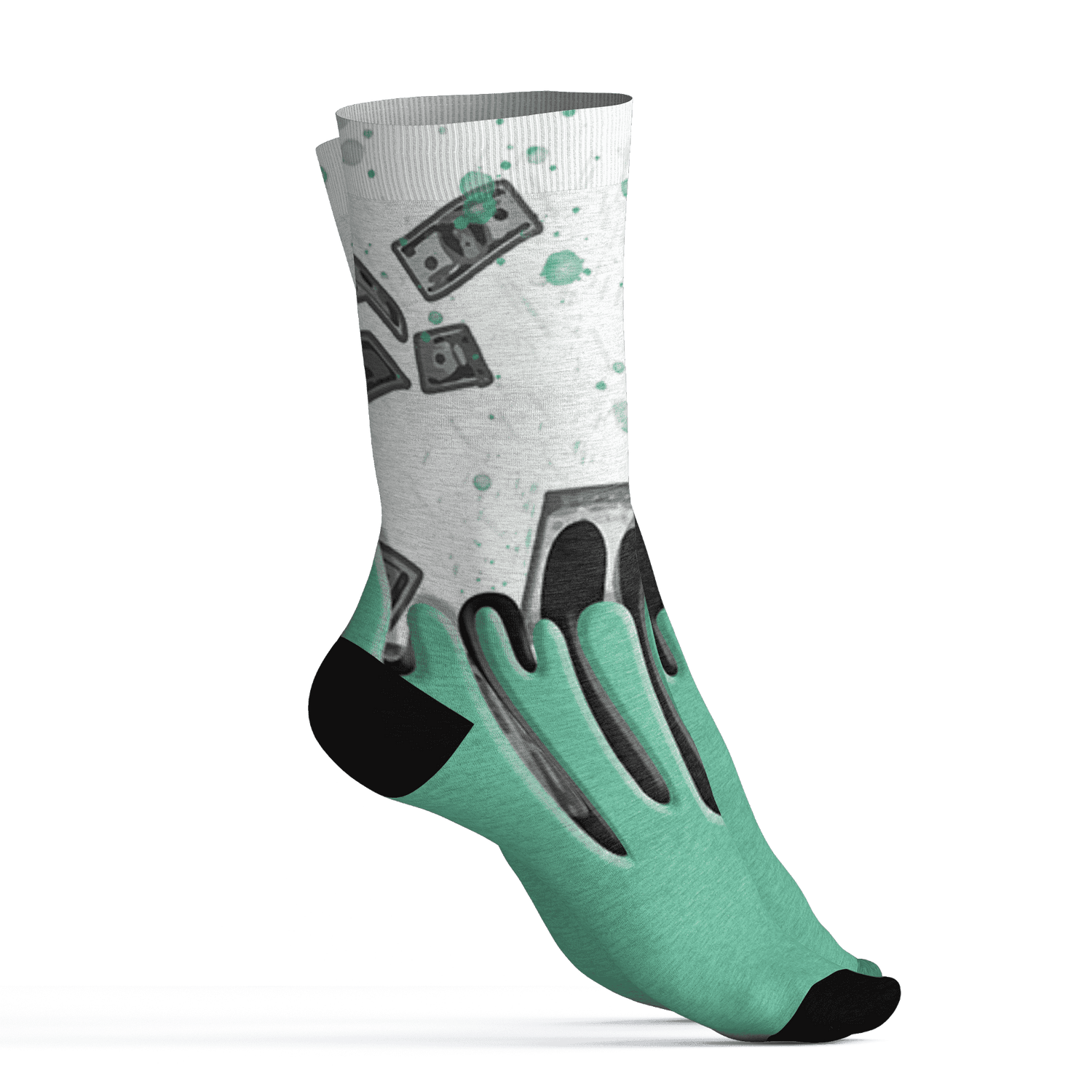 High OG Green Glow 1s Socks Match BER Dollar 3D All-Over Print - NastyJamz