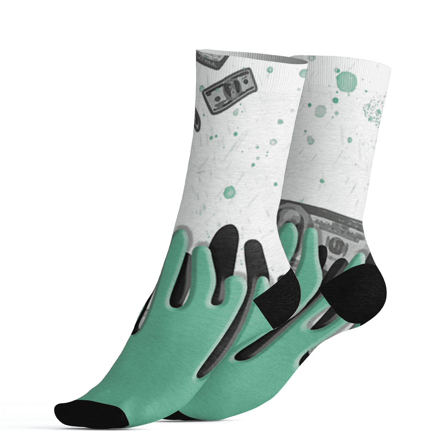 High OG Green Glow 1s Socks Match BER Dollar 3D All-Over Print - NastyJamz