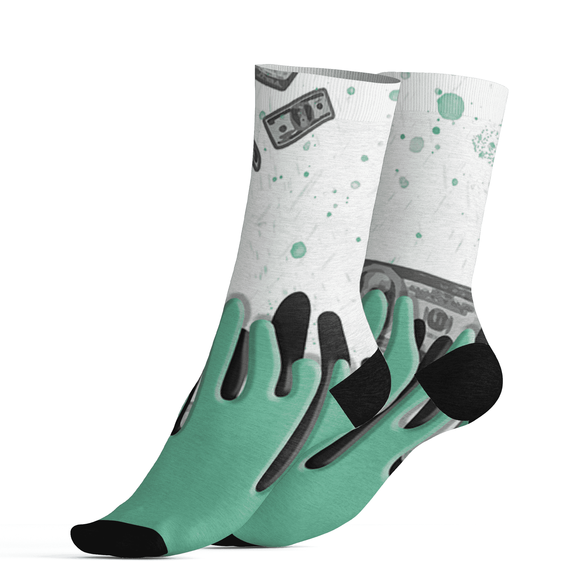 High OG Green Glow 1s Socks Match BER Dollar 3D All-Over Print - NastyJamz