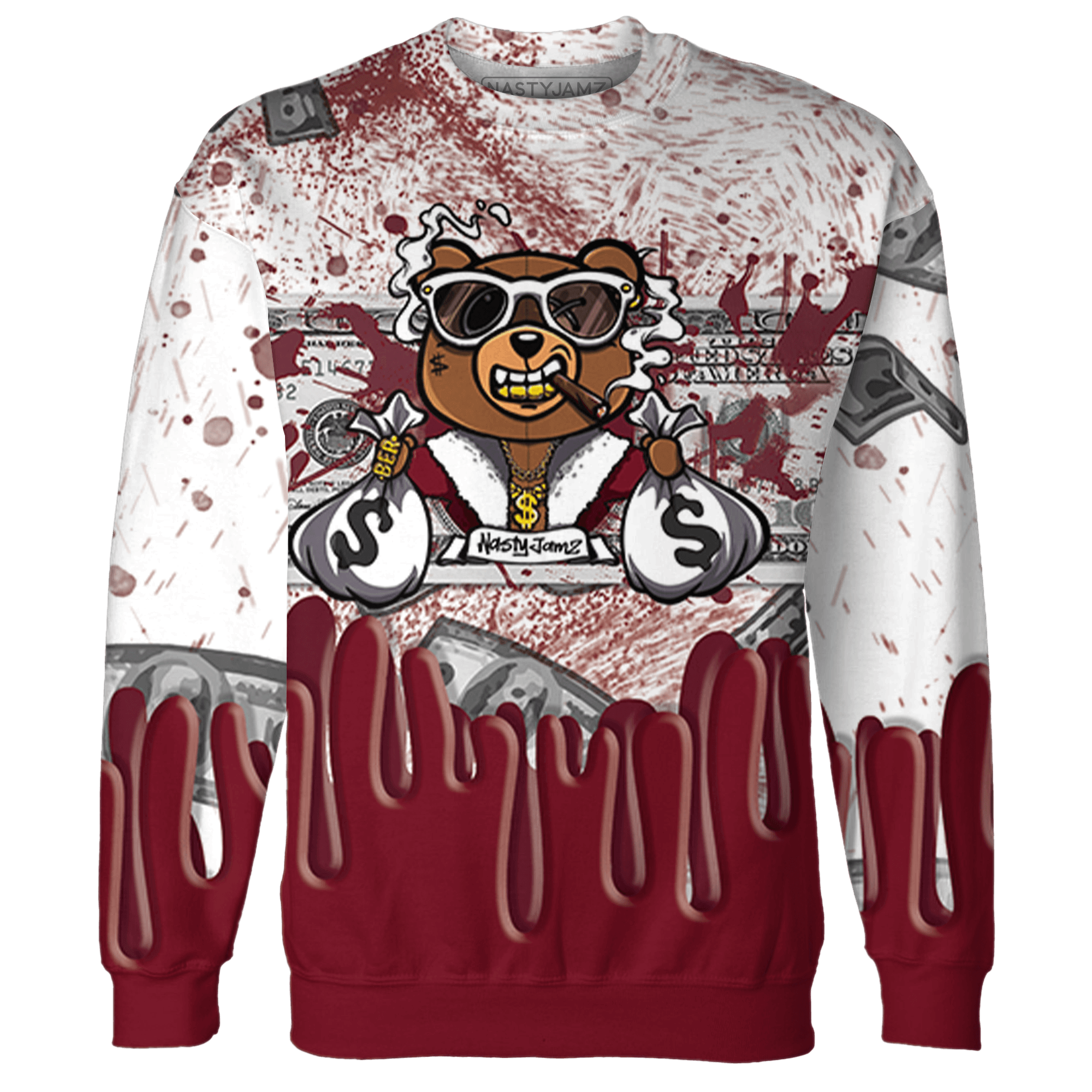 High White Team Red 1s Sweatshirt Match BER Dollar 3D All-Over Print - NastyJamz