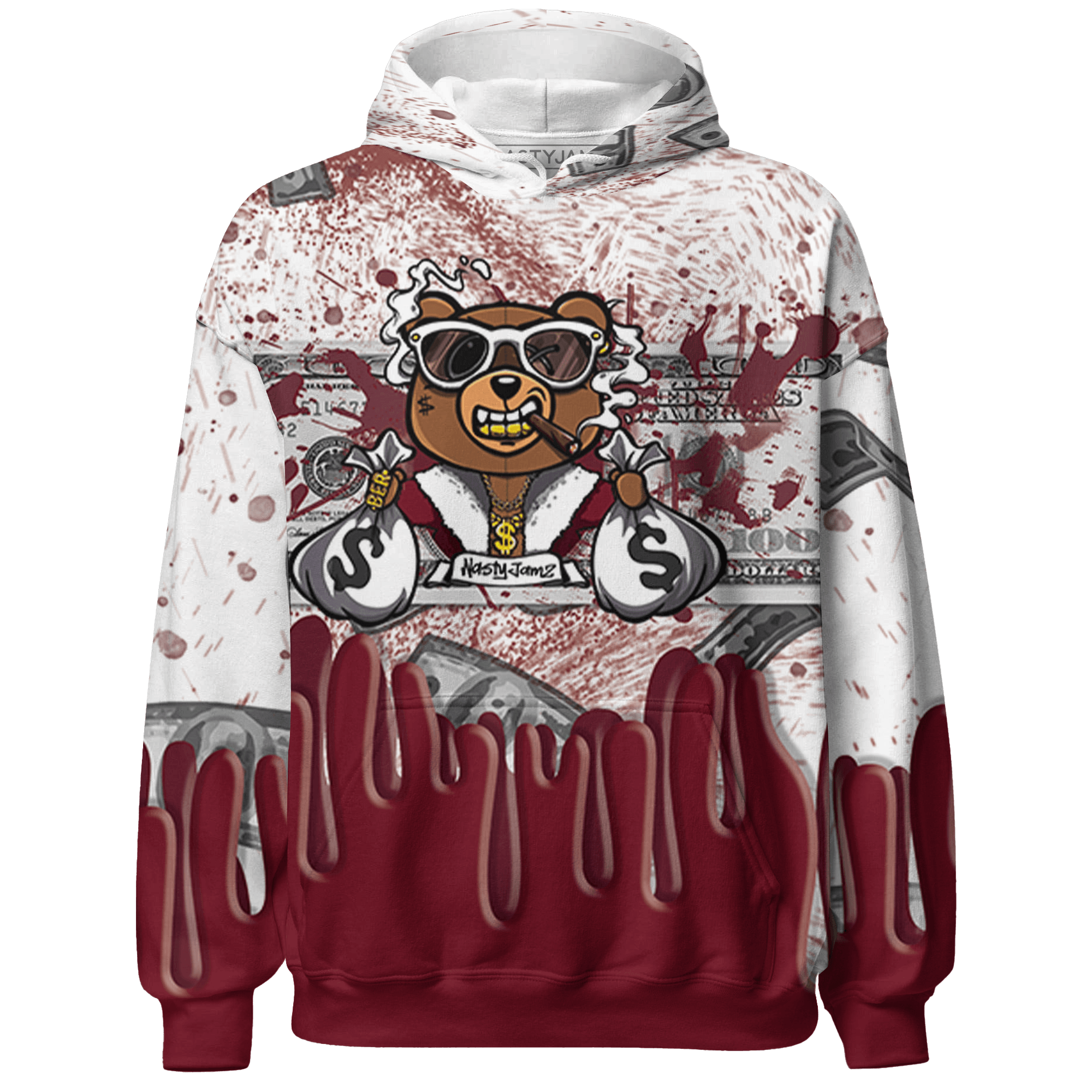High White Team Red 1s Hoodie Match BER Dollar 3D All-Over Print - NastyJamz