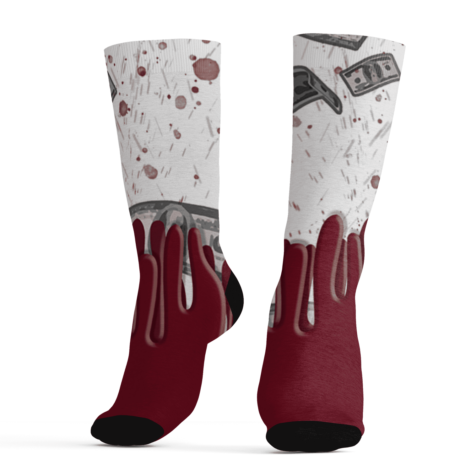 High White Team Red 1s Socks Match BER Dollar 3D All-Over Print - NastyJamz