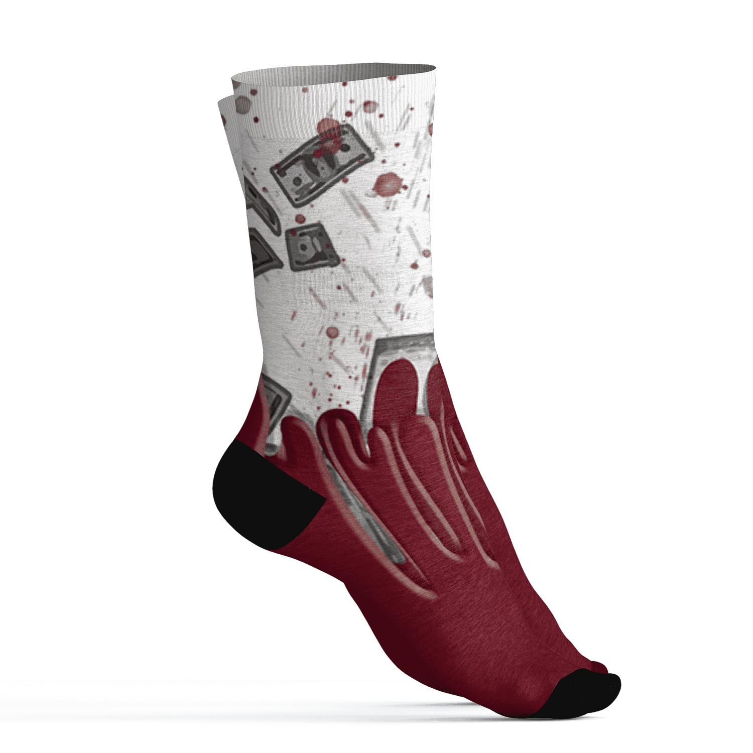 High White Team Red 1s Socks Match BER Dollar 3D All-Over Print - NastyJamz