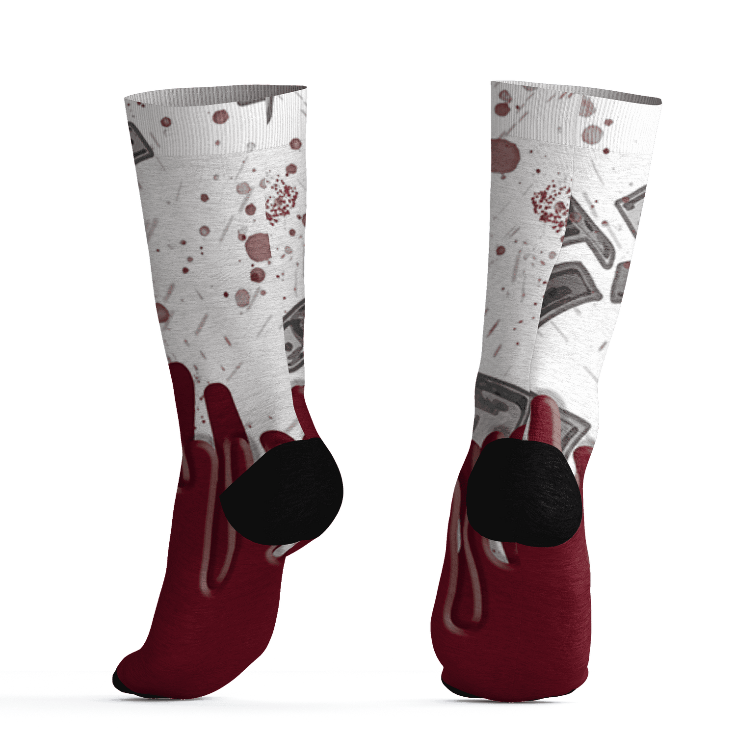 High White Team Red 1s Socks Match BER Dollar 3D All-Over Print - NastyJamz