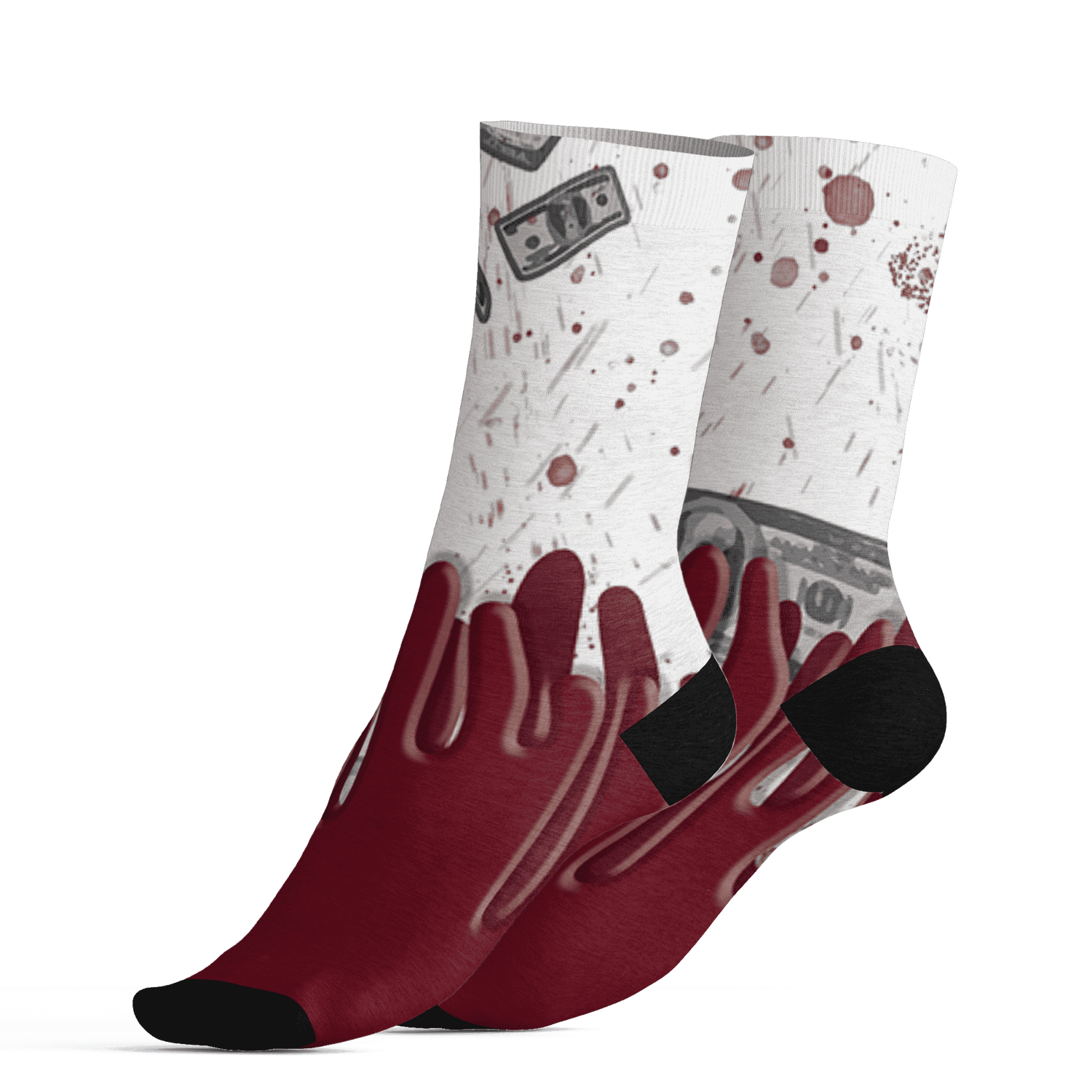 High White Team Red 1s Socks Match BER Dollar 3D All-Over Print - NastyJamz