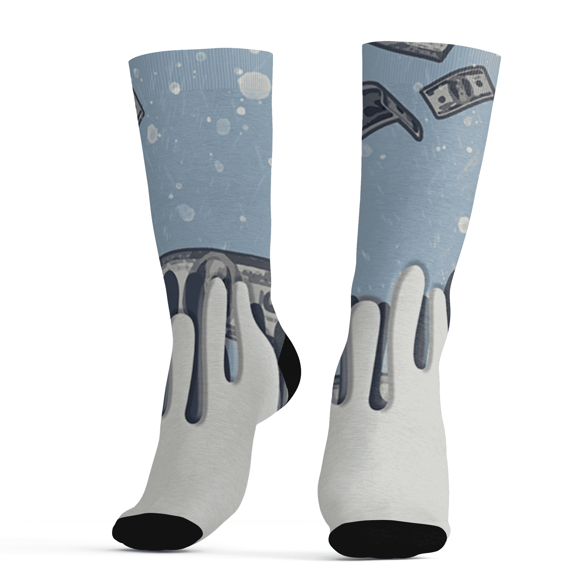 Mid Diffused Blue Grey 1s Socks Match BER Dollar 3D All-Over Print - NastyJamz