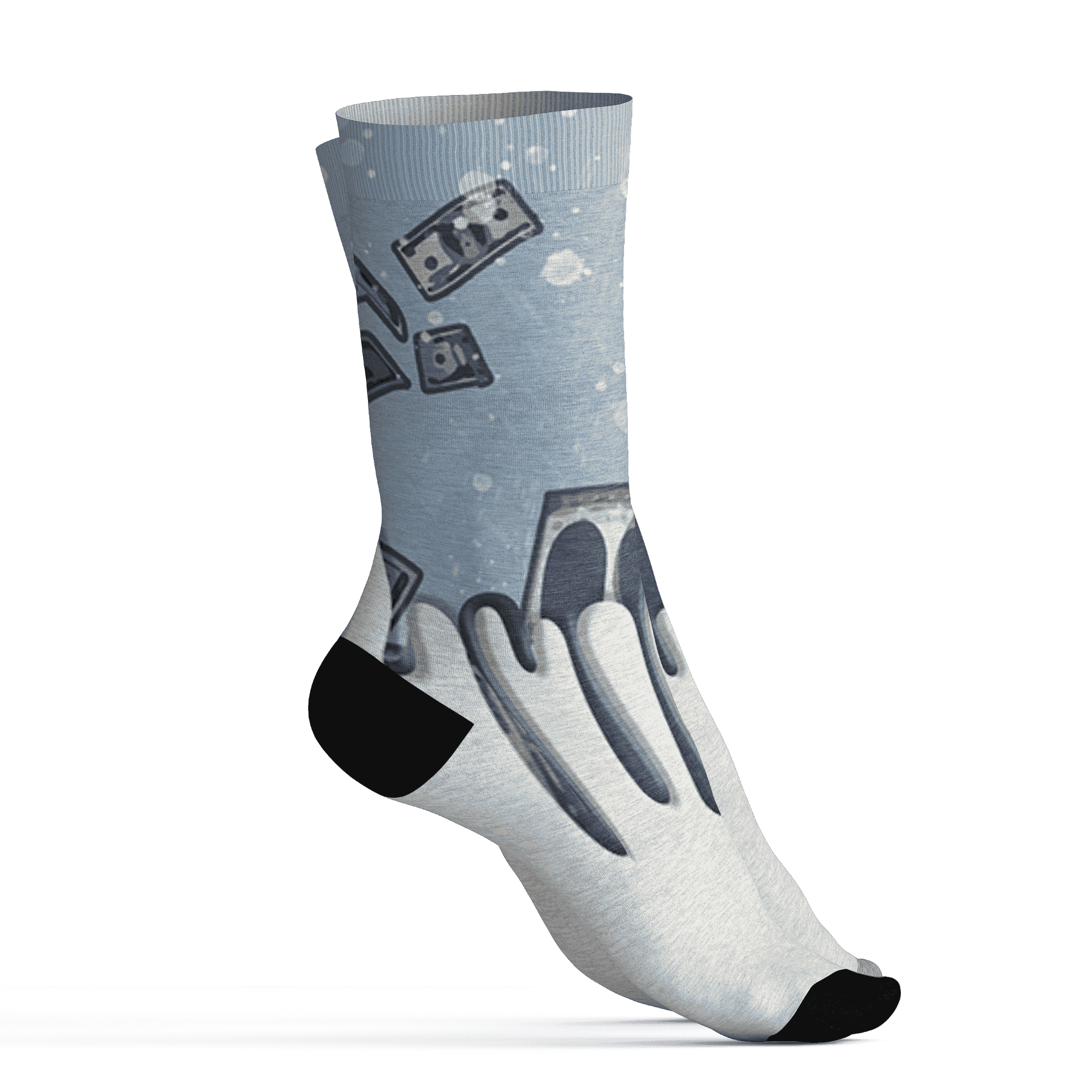 Mid Diffused Blue Grey 1s Socks Match BER Dollar 3D All-Over Print - NastyJamz