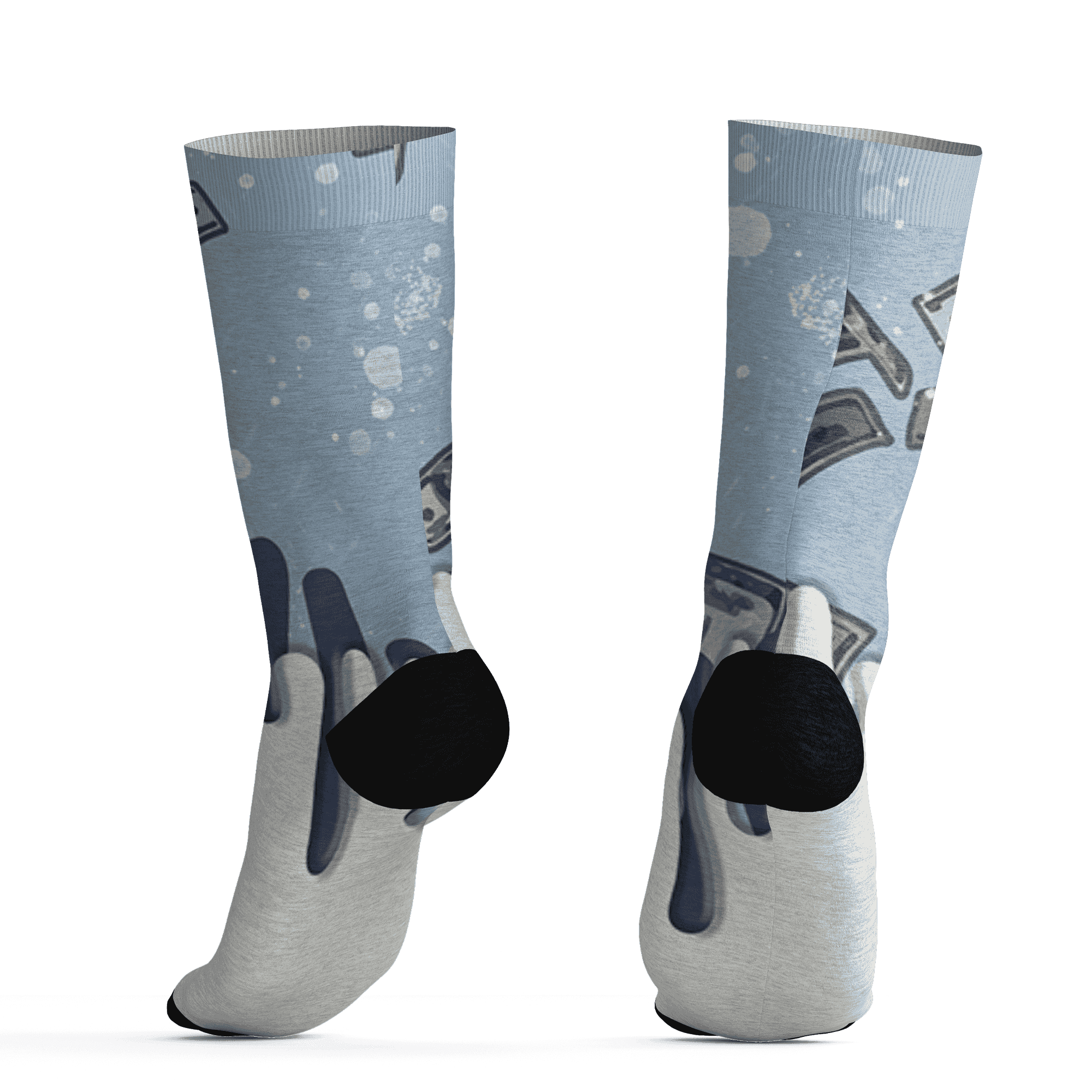 Mid Diffused Blue Grey 1s Socks Match BER Dollar 3D All-Over Print - NastyJamz
