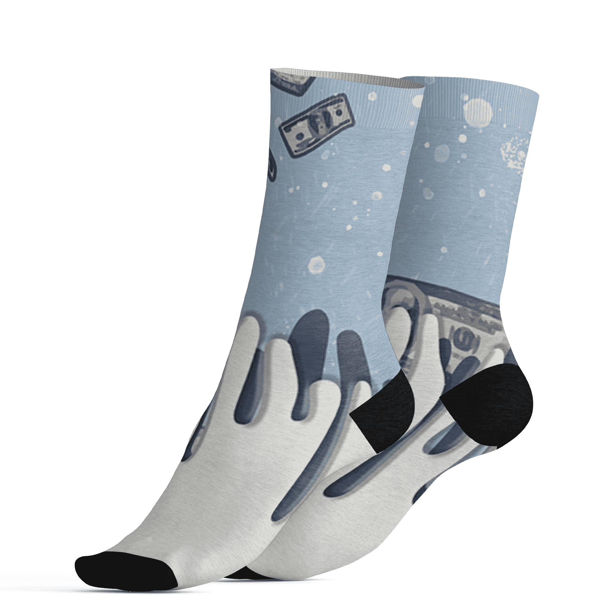 Mid Diffused Blue Grey 1s Socks Match BER Dollar 3D All-Over Print - NastyJamz