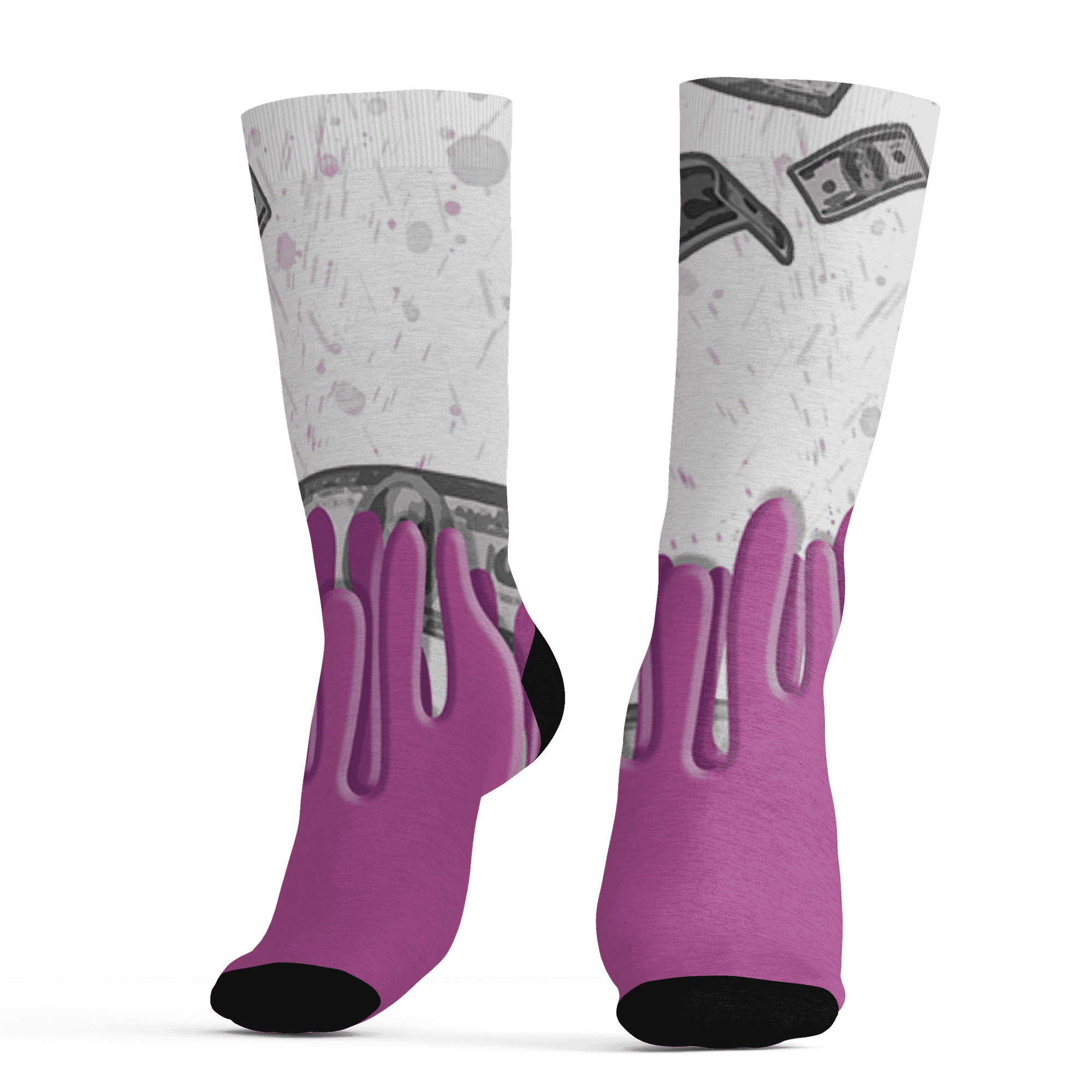 GS Hyper Violet 4s Socks Match BER Dollar 3D All-Over Print - NastyJamz