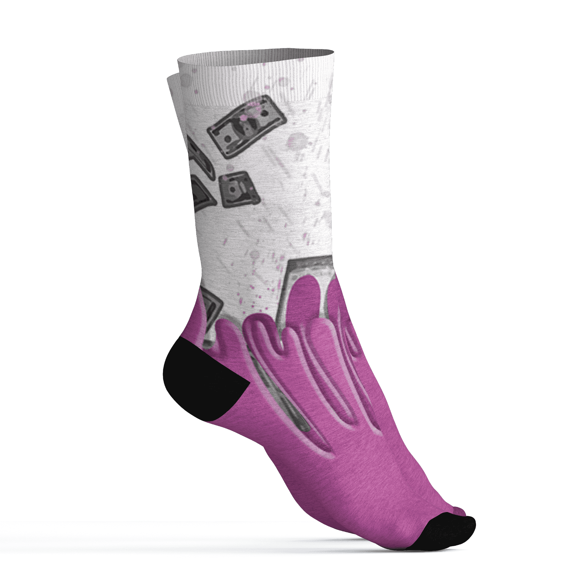 GS Hyper Violet 4s Socks Match BER Dollar 3D All-Over Print - NastyJamz