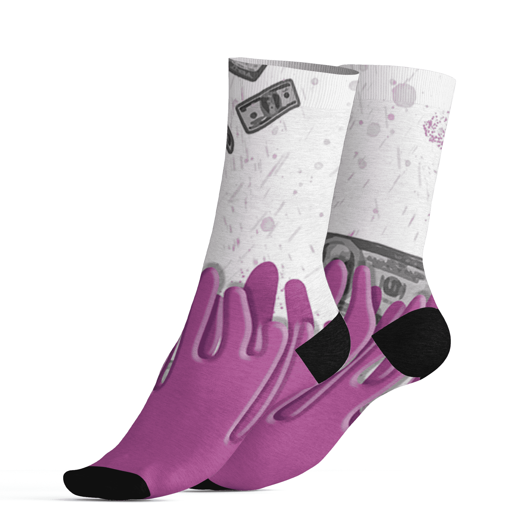 GS Hyper Violet 4s Socks Match BER Dollar 3D All-Over Print - NastyJamz