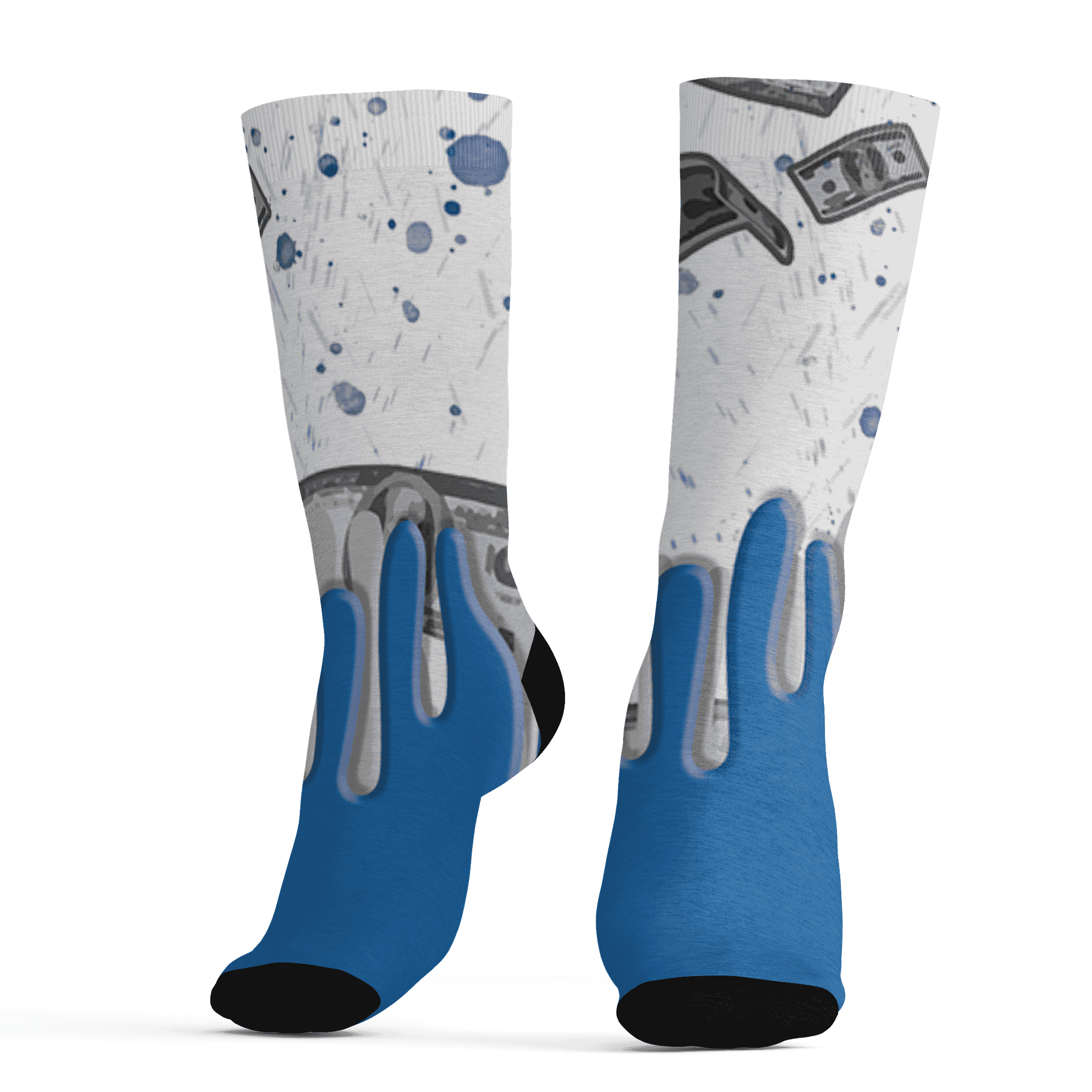 Industrial Blue 4s Socks Match BER Dollar 3D All-Over Print - NastyJamz