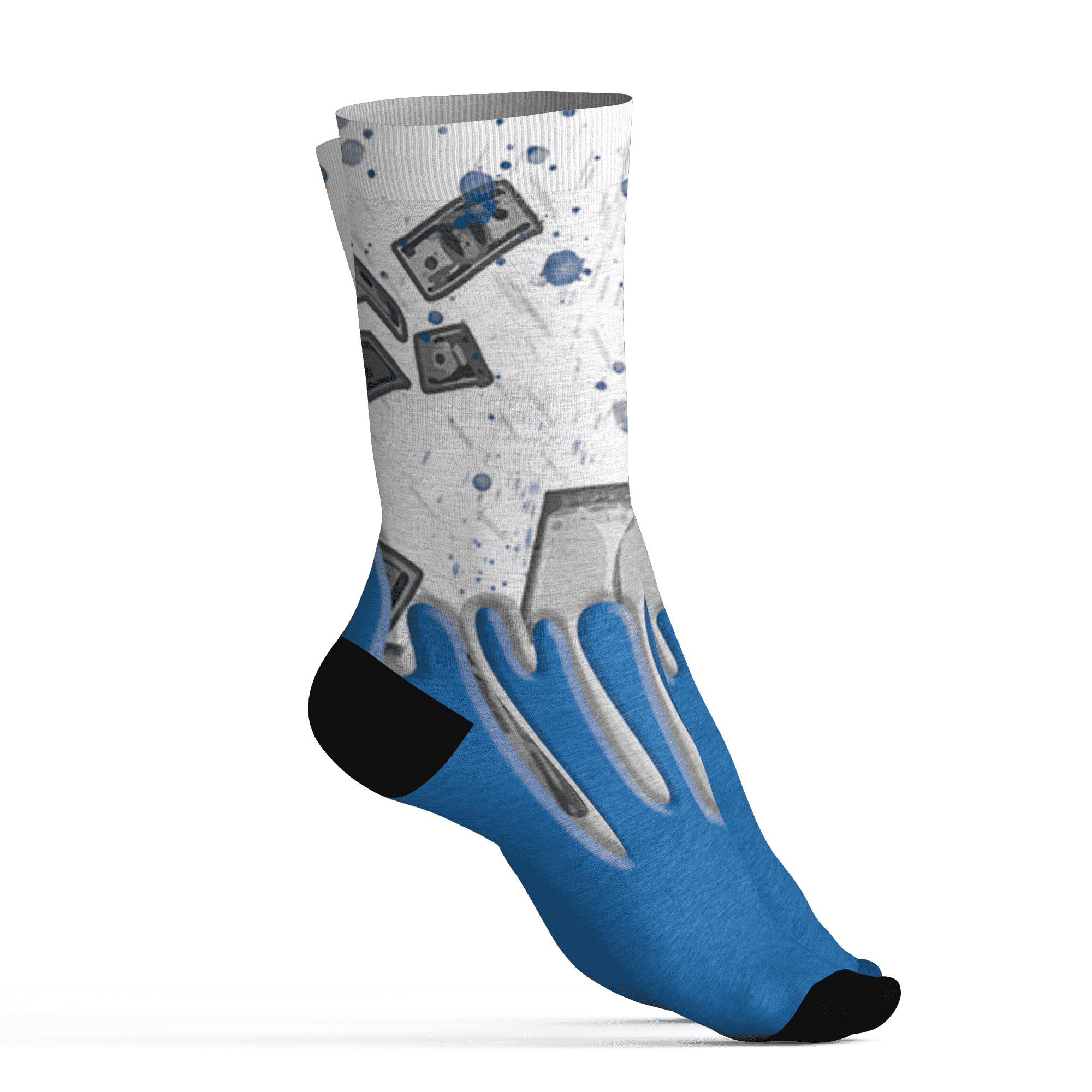 Industrial Blue 4s Socks Match BER Dollar 3D All-Over Print - NastyJamz