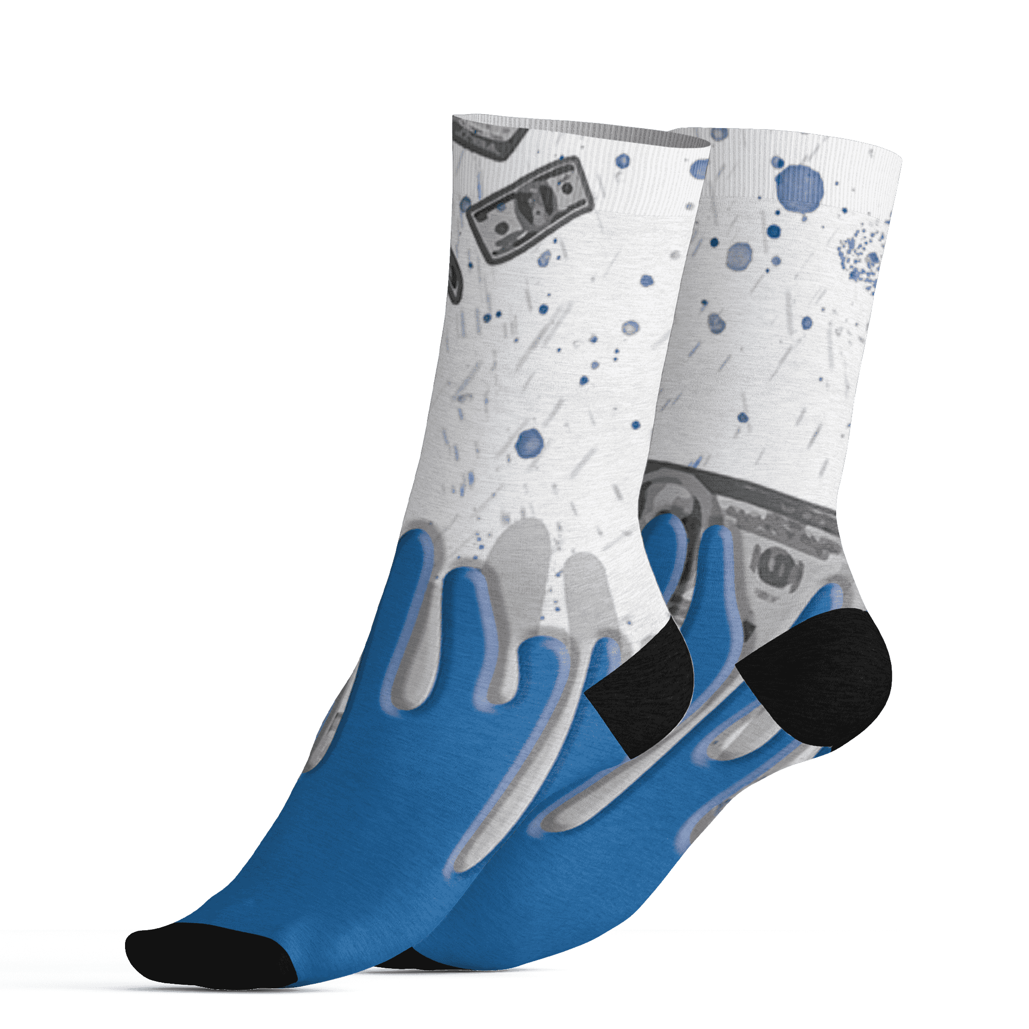 Industrial Blue 4s Socks Match BER Dollar 3D All-Over Print - NastyJamz