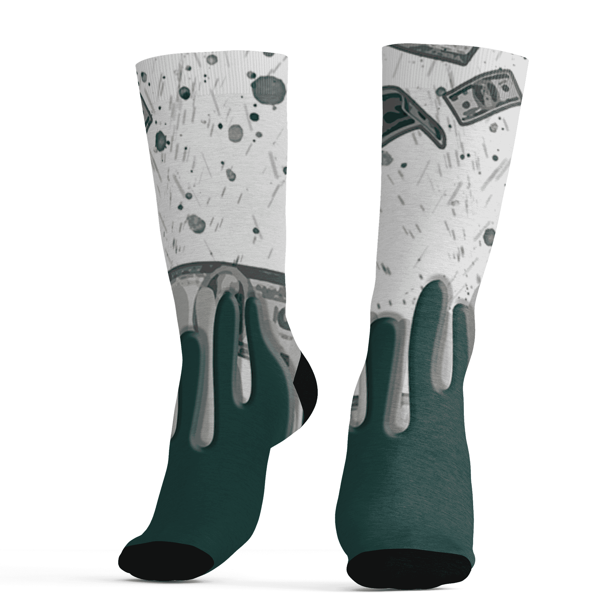 Oxidized Green 4s Socks Match BER Dollar 3D All-Over Print - NastyJamz