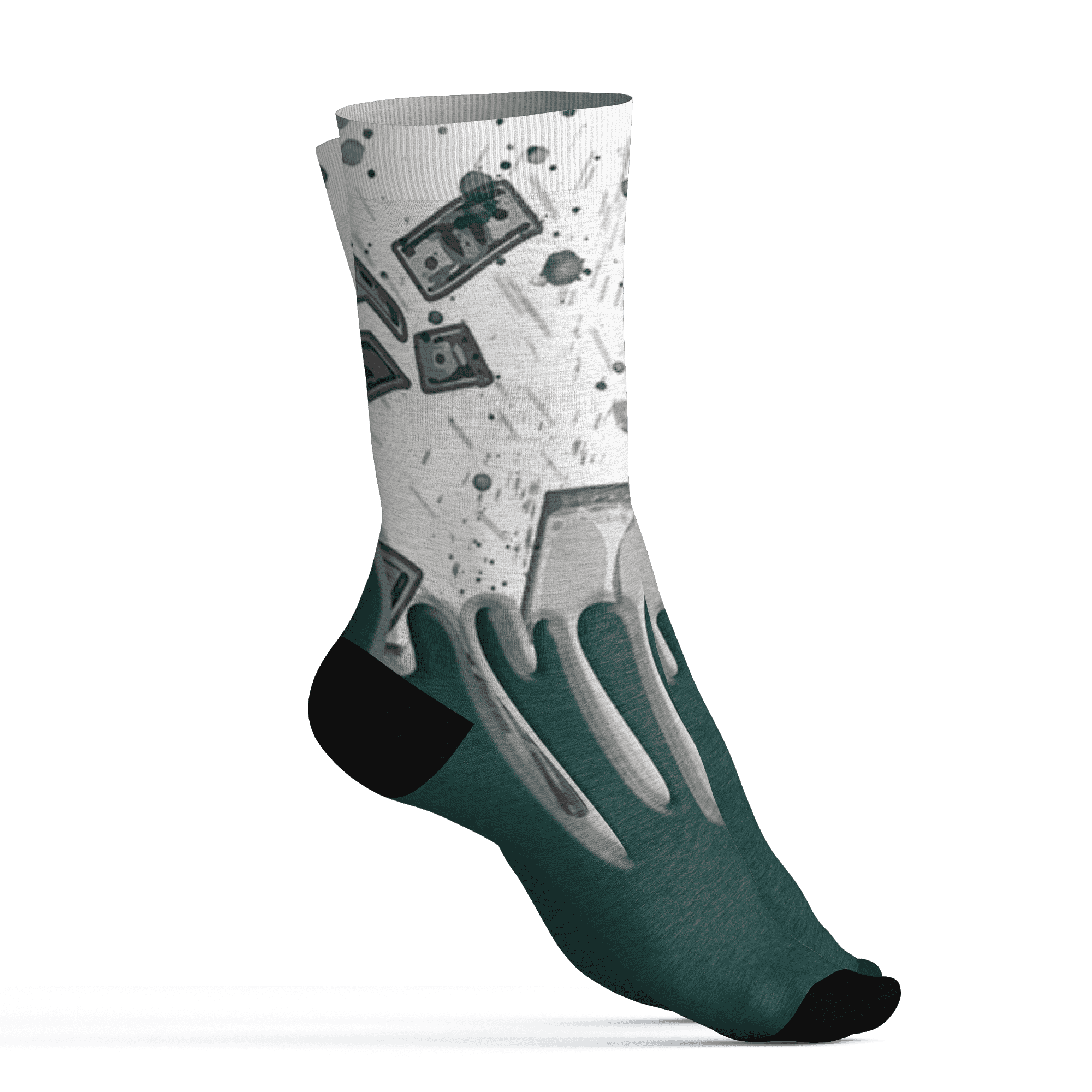 Oxidized Green 4s Socks Match BER Dollar 3D All-Over Print - NastyJamz
