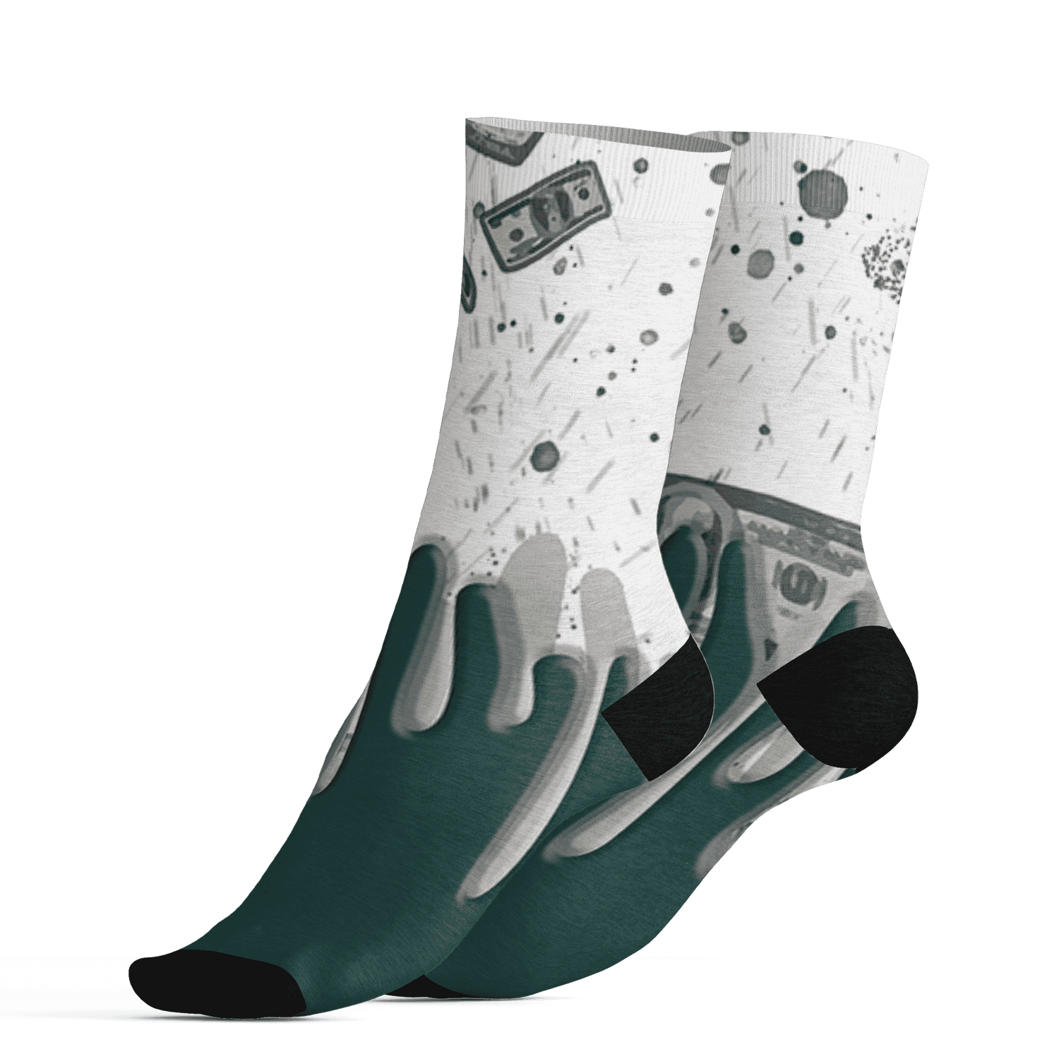 Oxidized Green 4s Socks Match BER Dollar 3D All-Over Print - NastyJamz