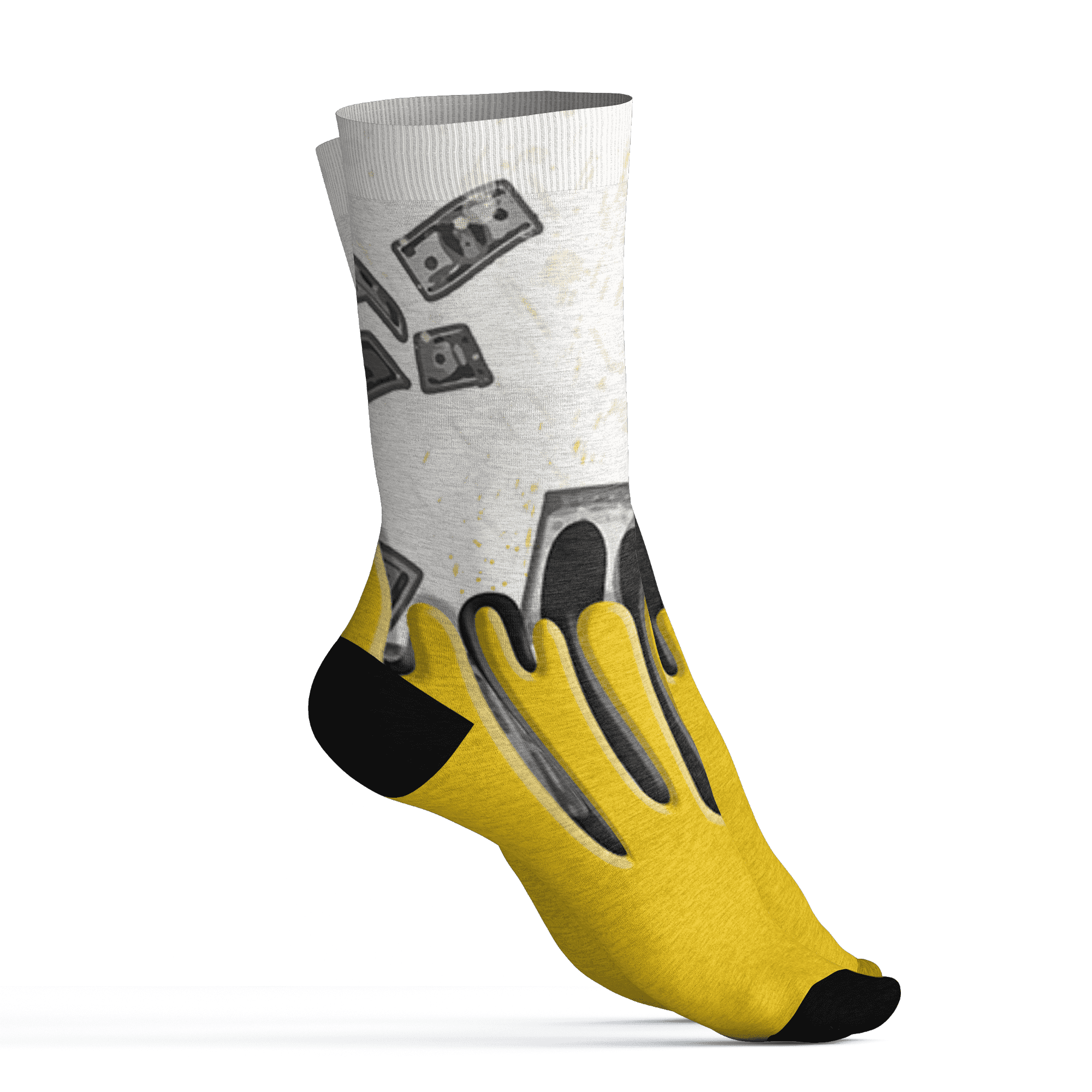 Vivid Sulfur 4s Socks Match BER Dollar 3D All-Over Print - NastyJamz