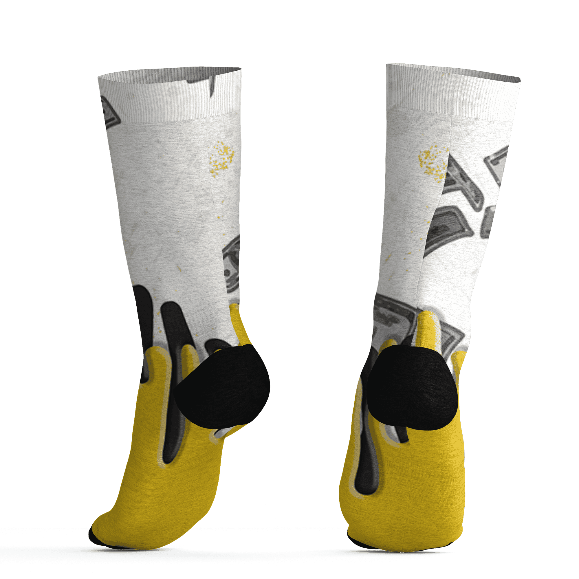 Vivid Sulfur 4s Socks Match BER Dollar 3D All-Over Print - NastyJamz
