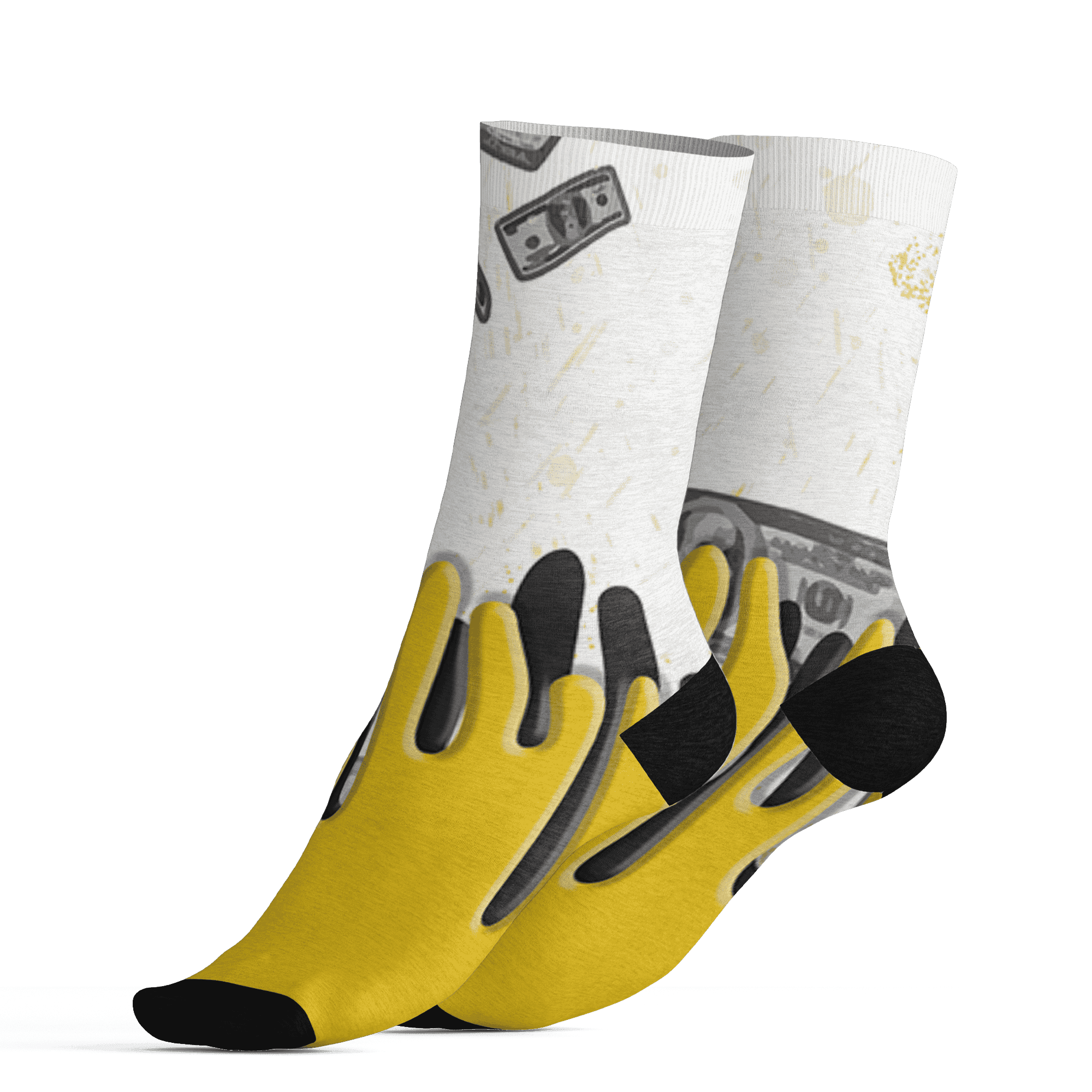 Vivid Sulfur 4s Socks Match BER Dollar 3D All-Over Print - NastyJamz
