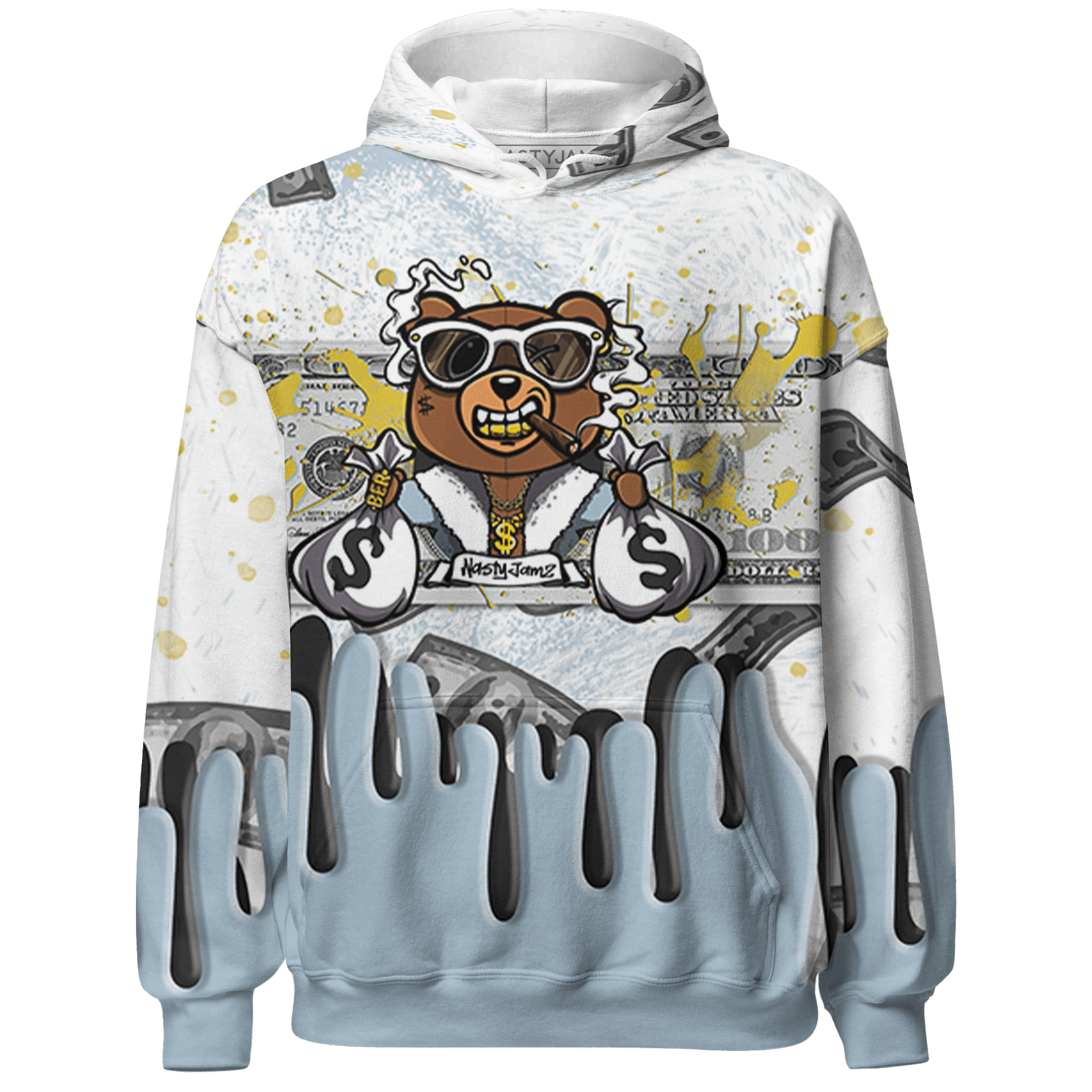 Blue Grey 13s Hoodie Match BER Dollar 3D All-Over Print - NastyJamz