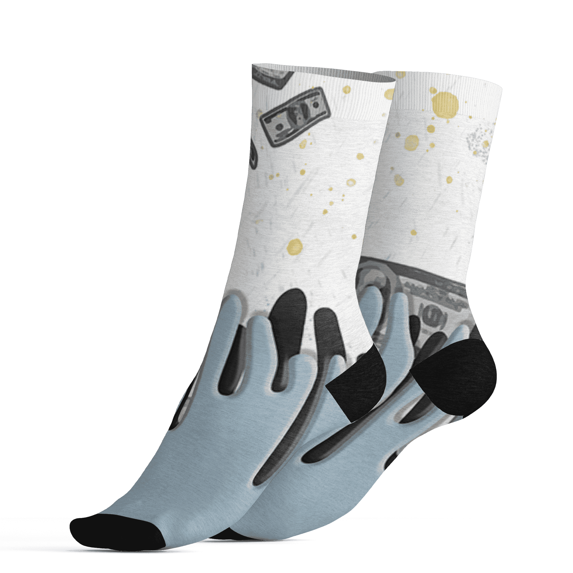 Blue Grey 13s Socks Match BER Dollar 3D All-Over Print - NastyJamz