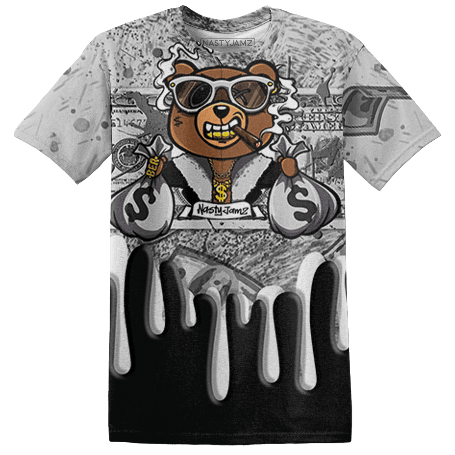 Retro High OG Black White 1s T Shirt Match BER Dollar 3D All-Over Print - NastyJamz
