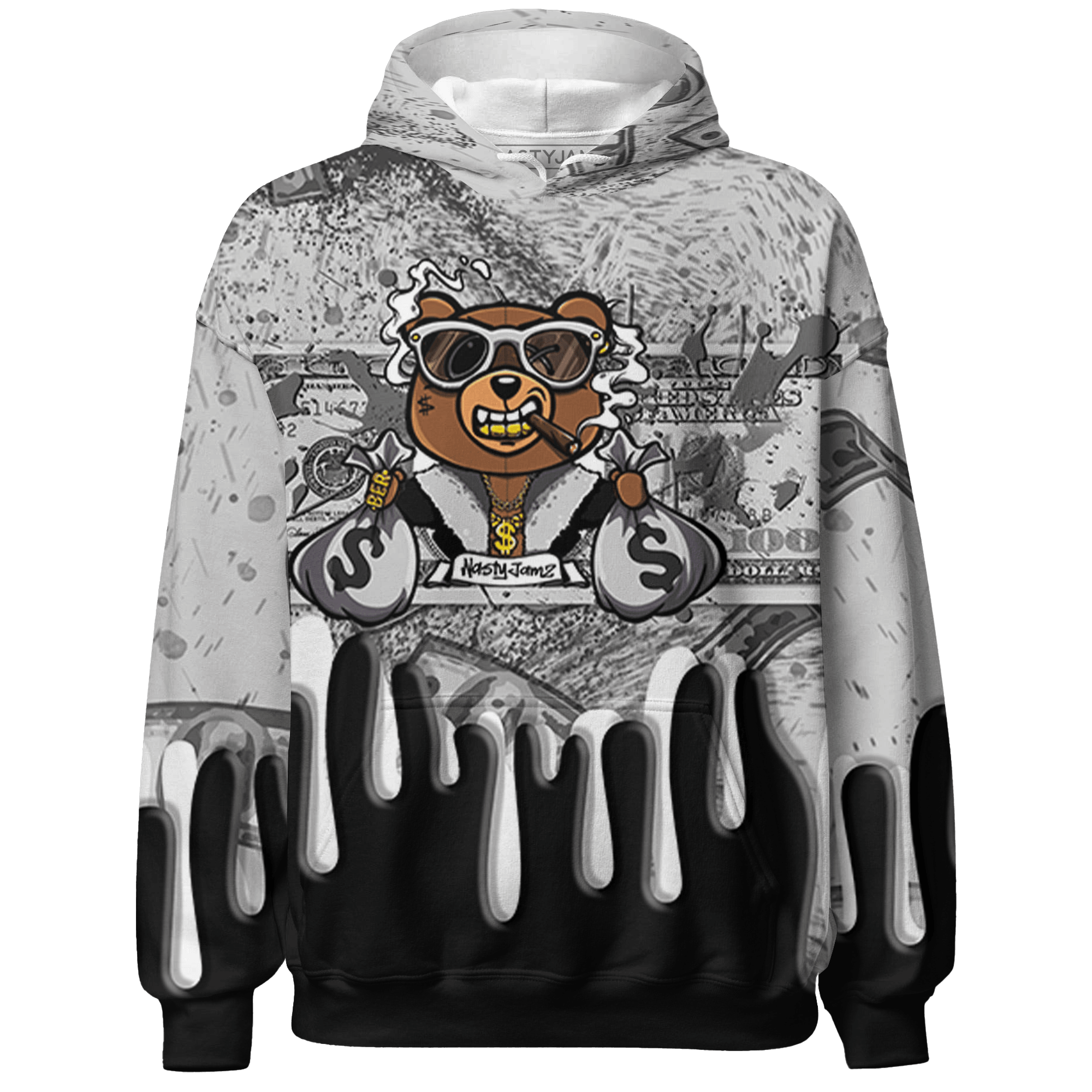 Retro High OG Black White 1s Hoodie Match BER Dollar 3D All-Over Print - NastyJamz